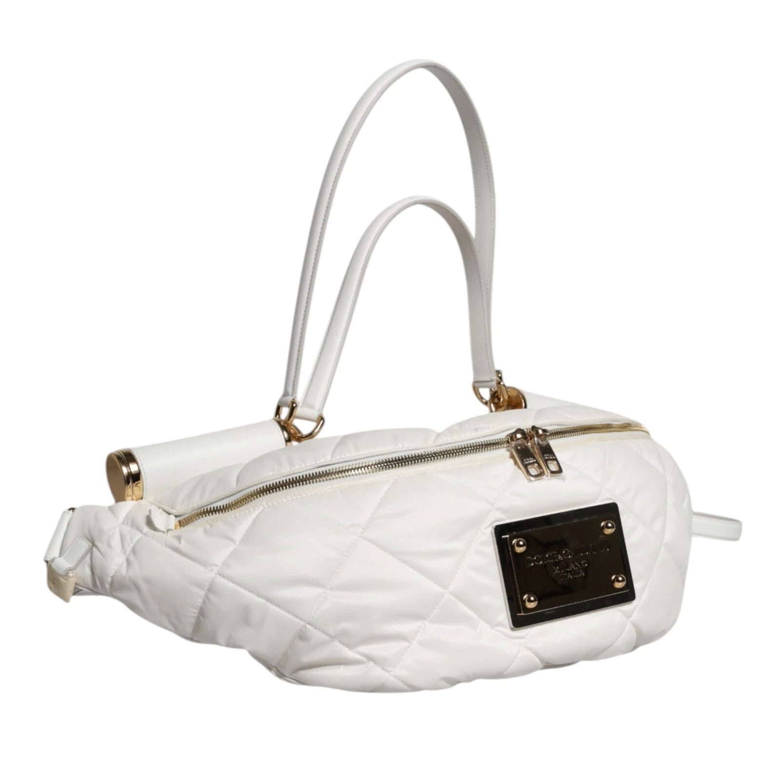 Dolce & Gabbana White Quilted Logo 90's Sicily Belt Waist Fanny Pack Bag | Regal Royce