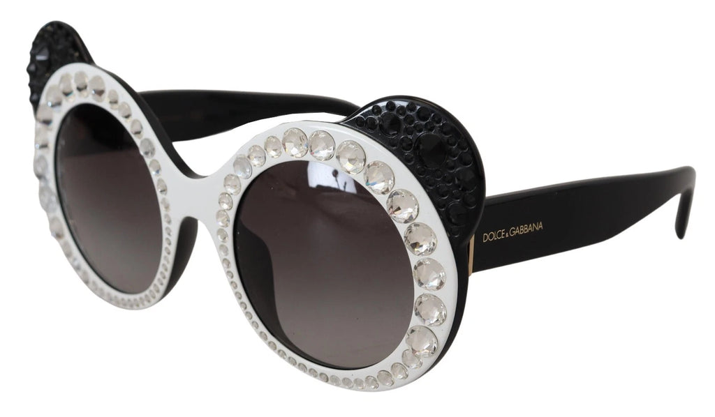 Dolce & Gabbana DG4325BM White Black Acetate Crystal Shades Sunglasses