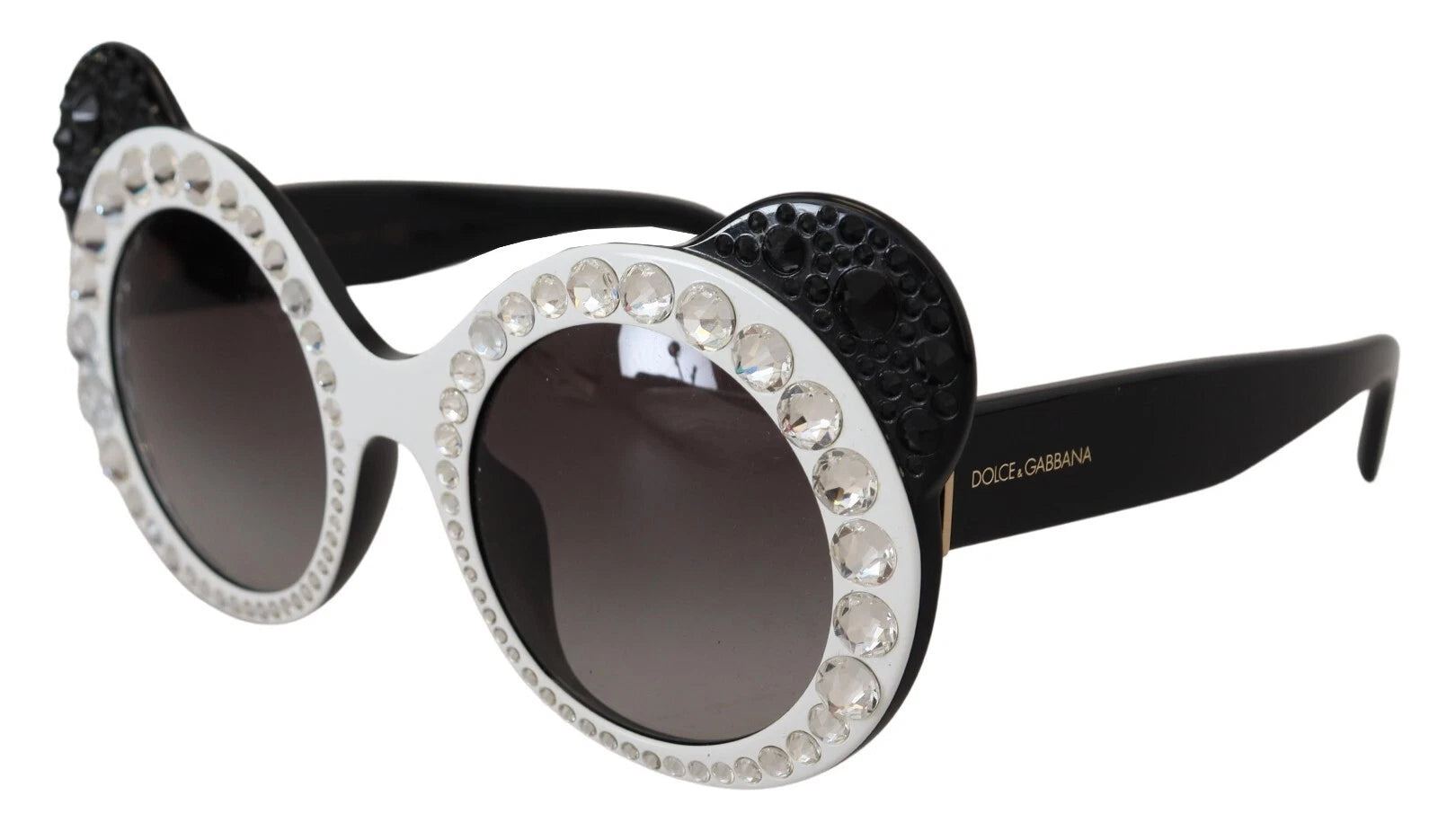 Dolce & Gabbana DG4325BM White Black Acetate Crystal Shades Sunglasses
