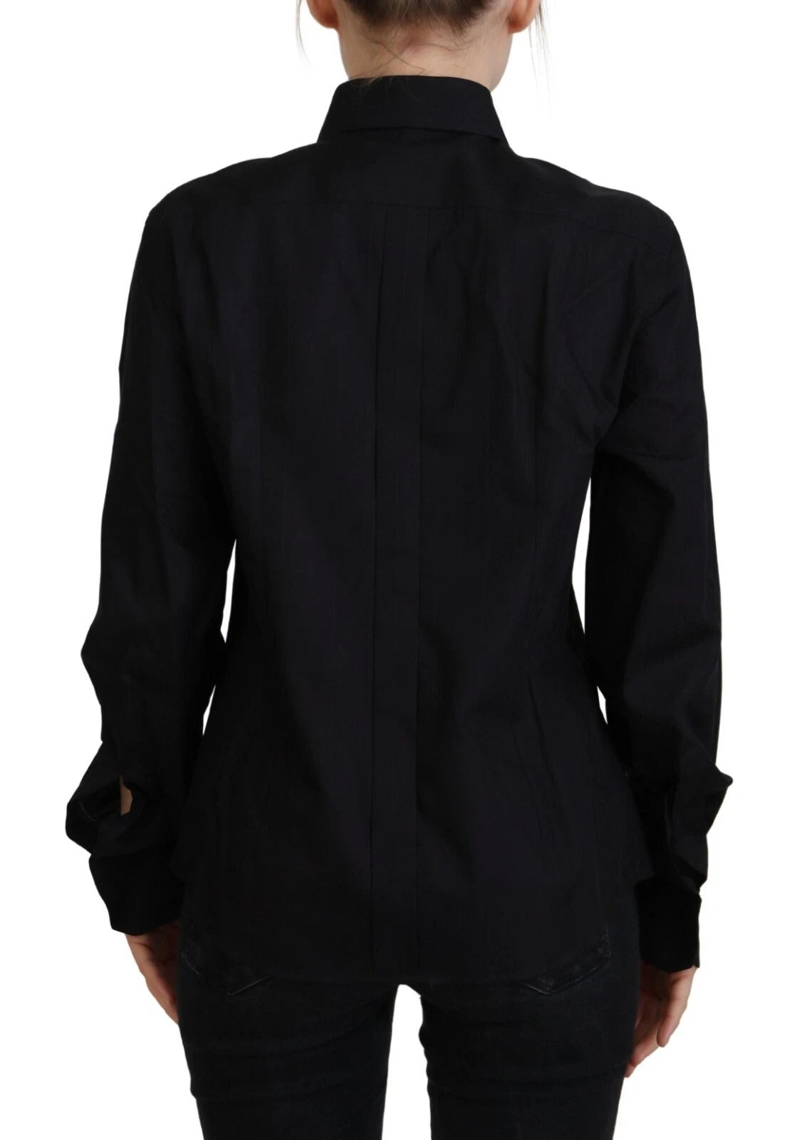 Dolce & Gabbana Black Cotton Collared Long Sleeves Shirt | Regal Royce