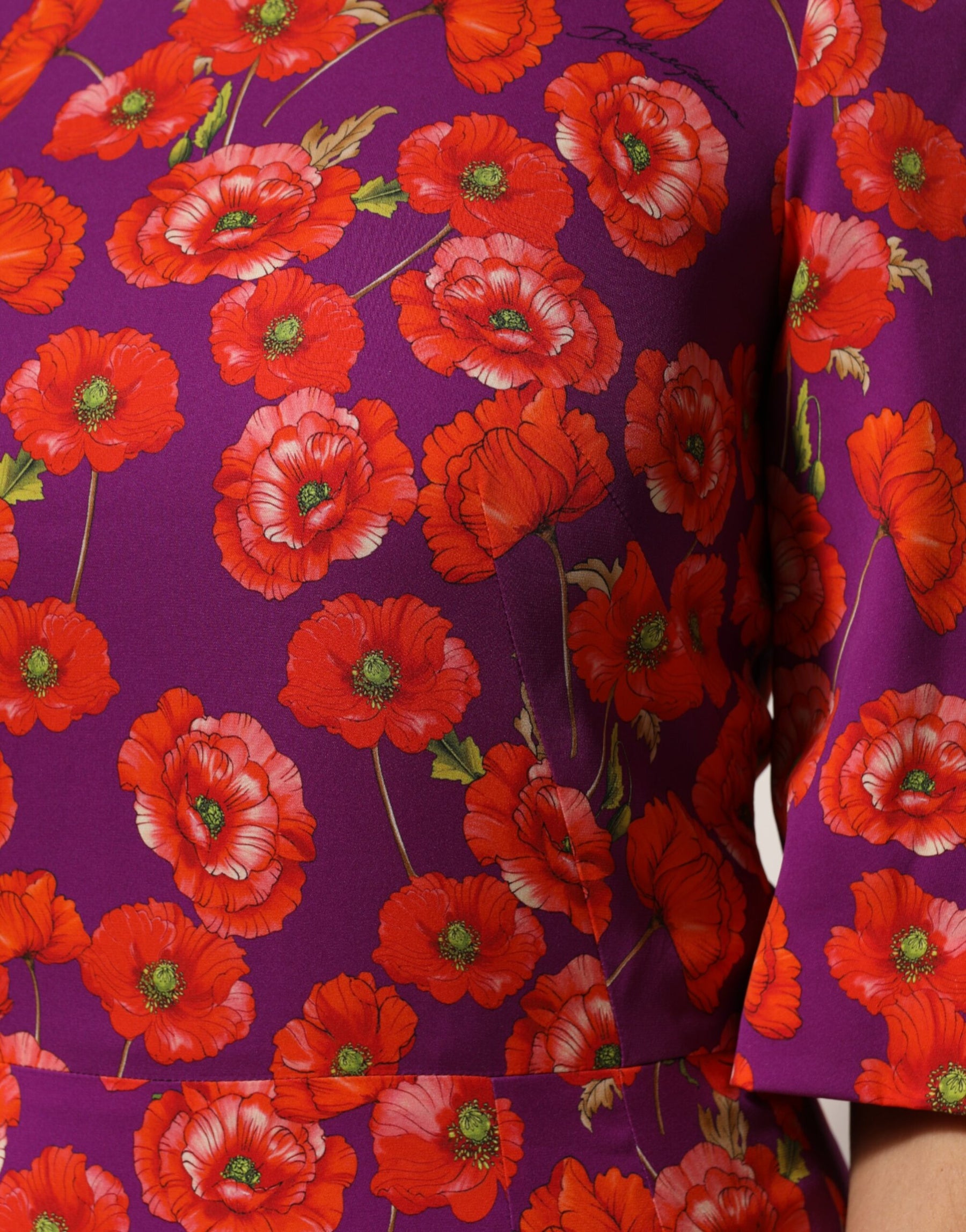 Dolce & Gabbana Purple Silk Floral Print Midi Sheath Dress | Regal Royce