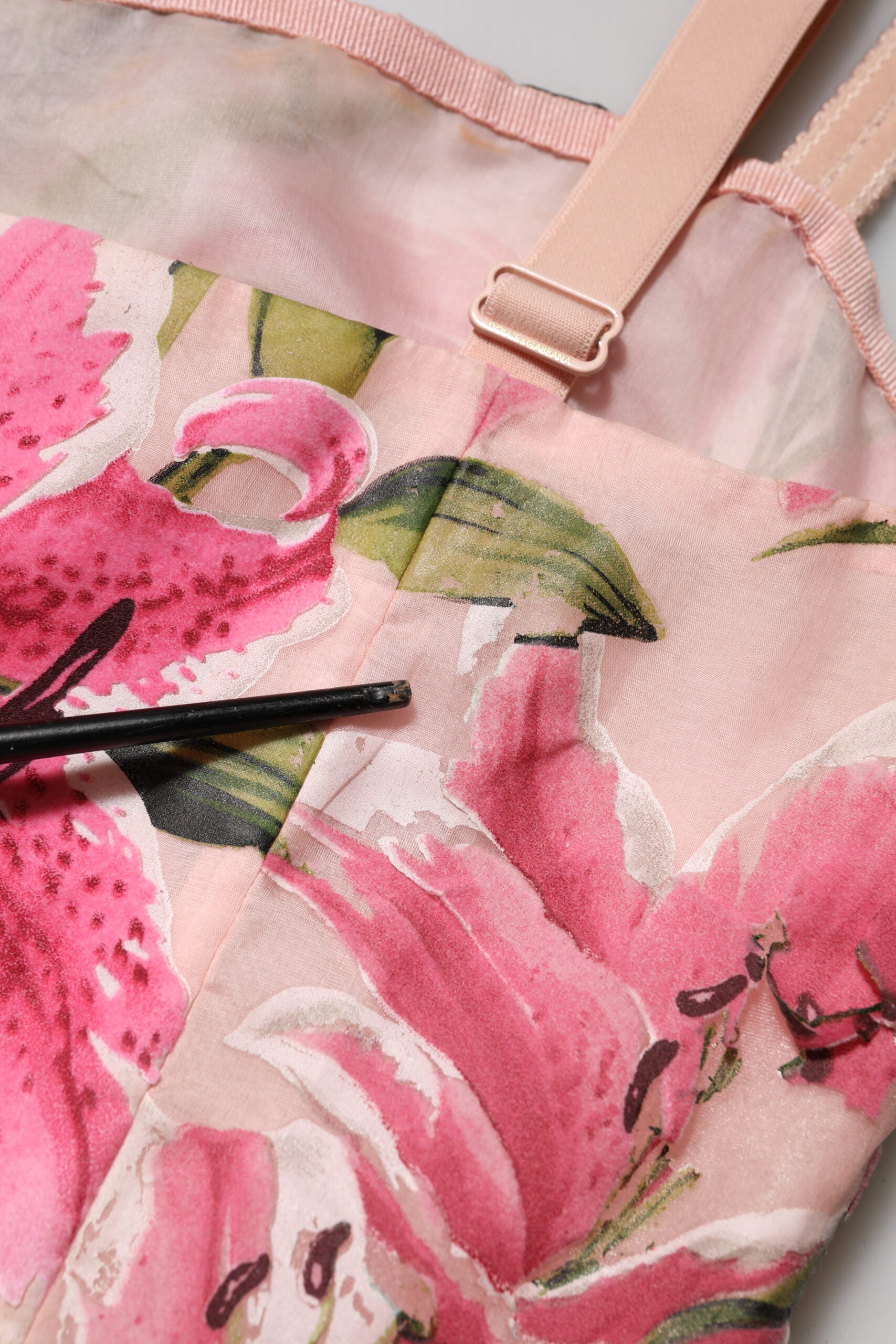 Dolce & Gabbana Pink Floral Lily Print Midi Sleeveless Dress | Regal Royce