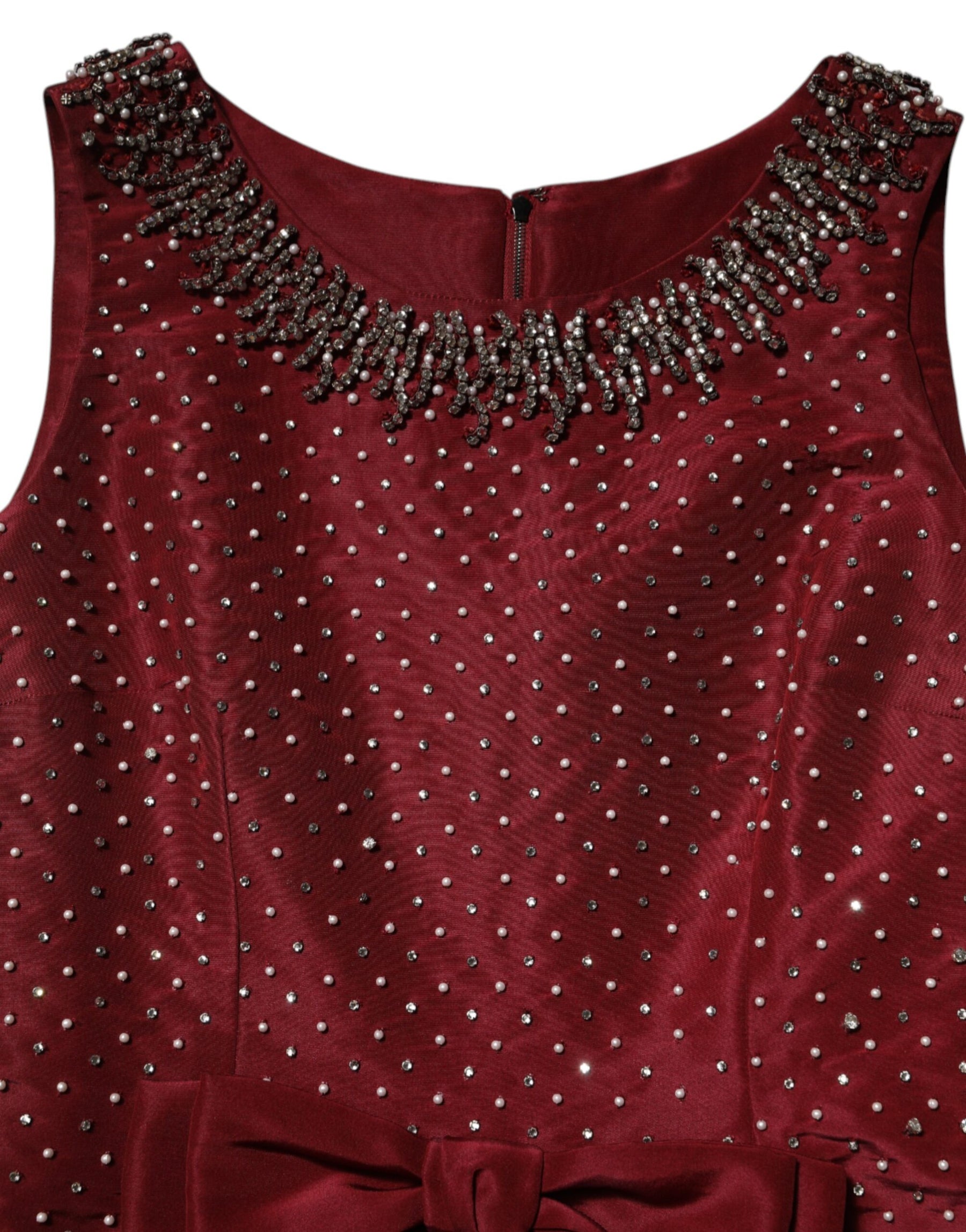 Dolce & Gabbana Burgundy Silk Beaded Evening Gown Dress | Regal Royce