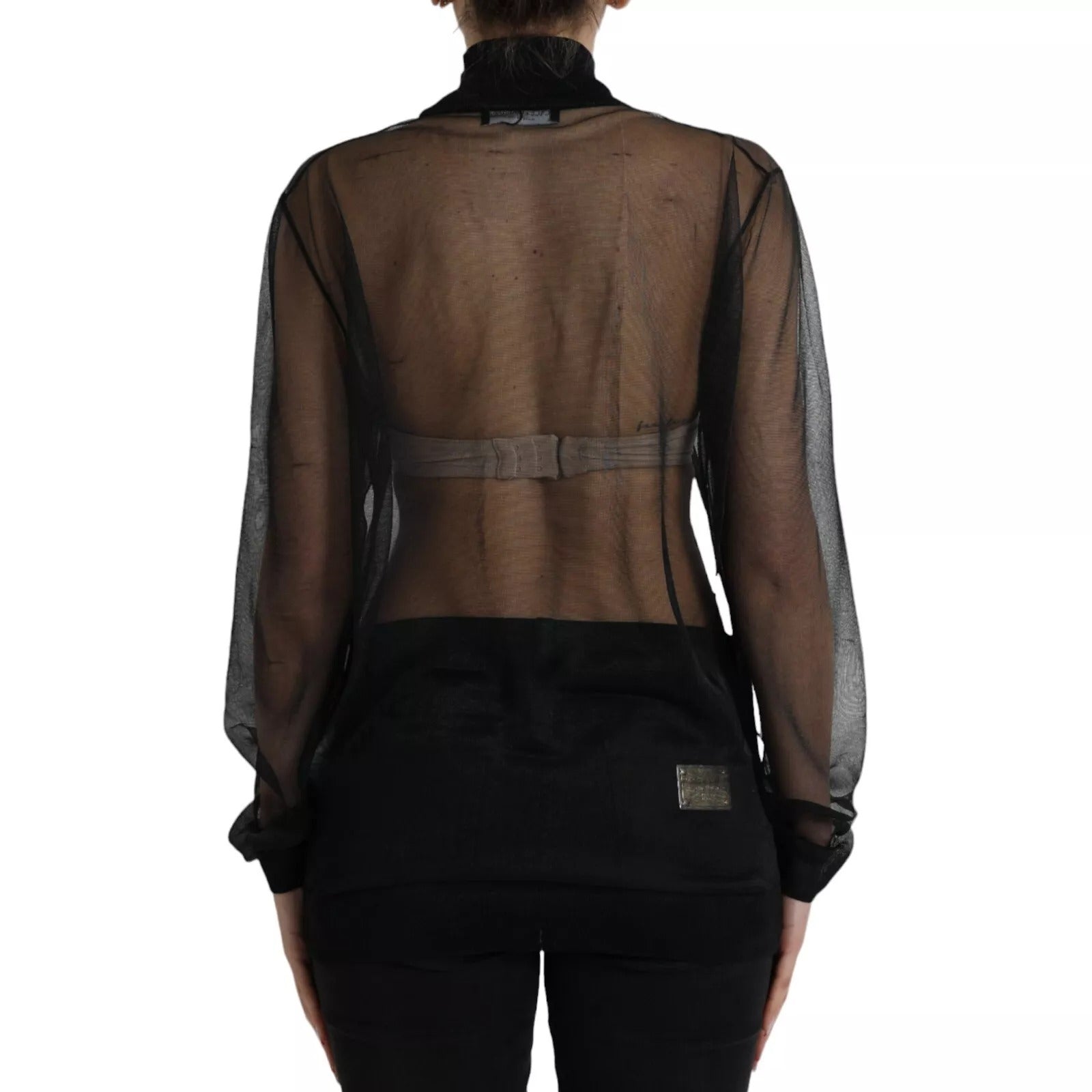 Dolce & Gabbana Black Mesh Turtleneck Sheer Blouse Top | Regal Royce