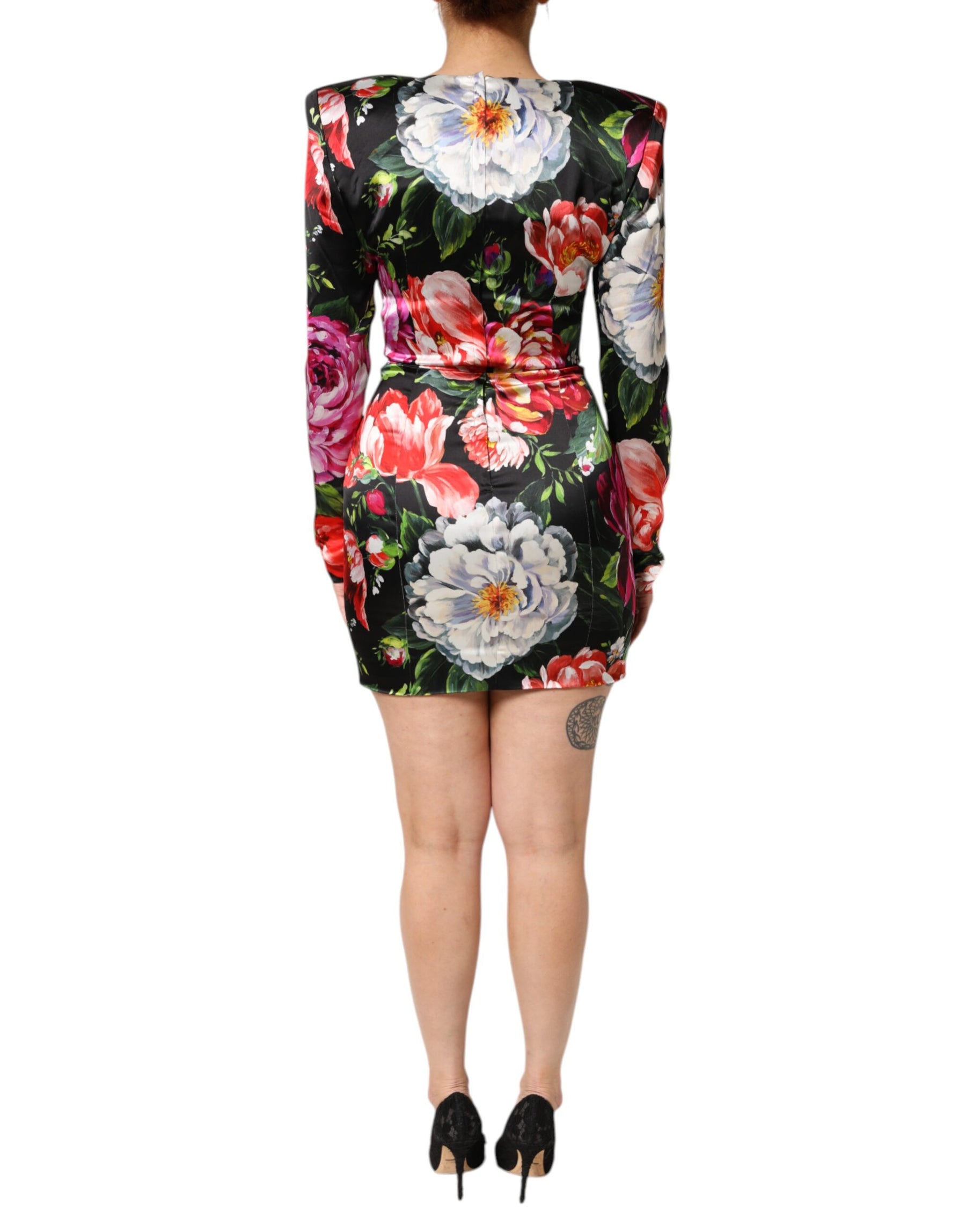 Dolce & Gabbana Black Floral Fiori Pittorici Mini Bodycon Dress | Regal Royce