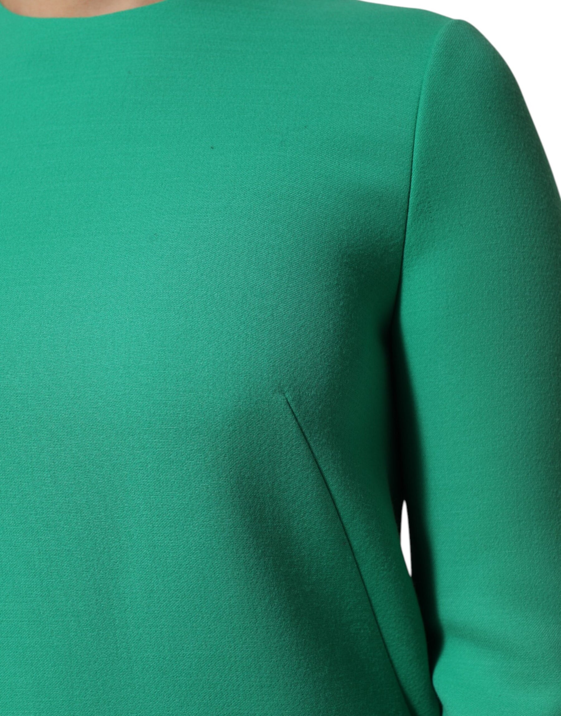 Dolce & Gabbana Green Viscose Acetate Mini Long Sleeve Dress | Regal Royce