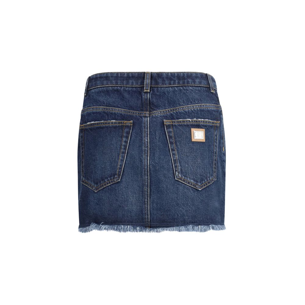 Dolce & Gabbana Blue Cotton Mini Skirt | Regal Royce