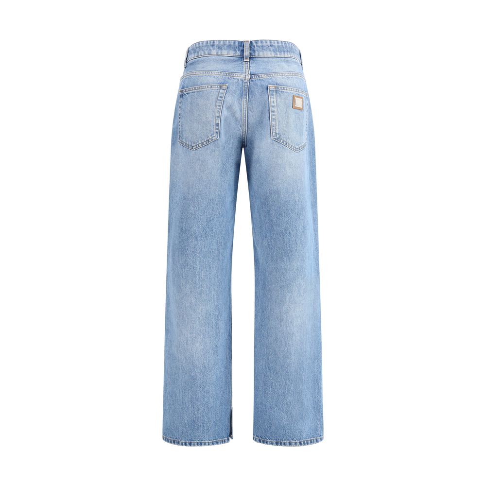 Dolce & Gabbana Light Blue Cotton Straight-Leg Jeans | Regal Royce