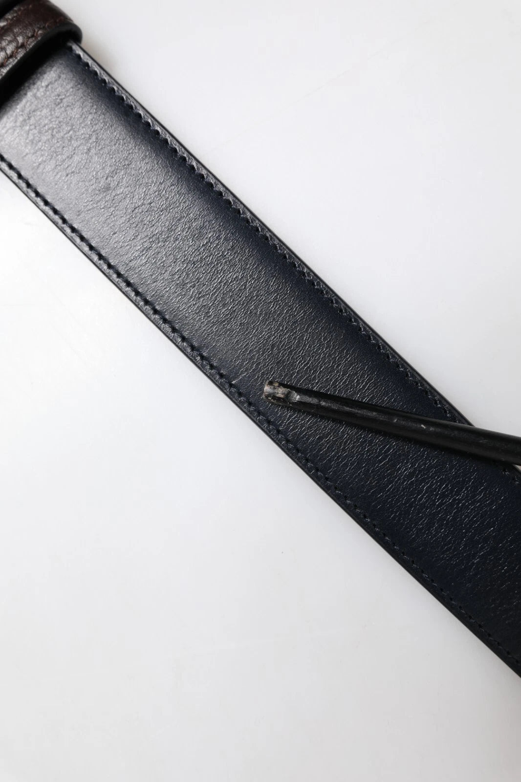 Dolce & Gabbana Blue Brown Leather Buckle Reversible Belt