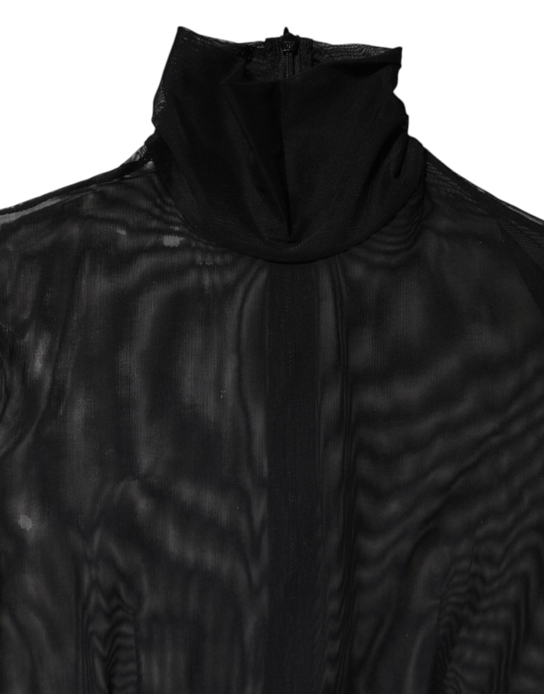 Dolce & Gabbana Black Sheer Mesh Long Sleeve Jumpsuit Bodysuit Dress | Regal Royce