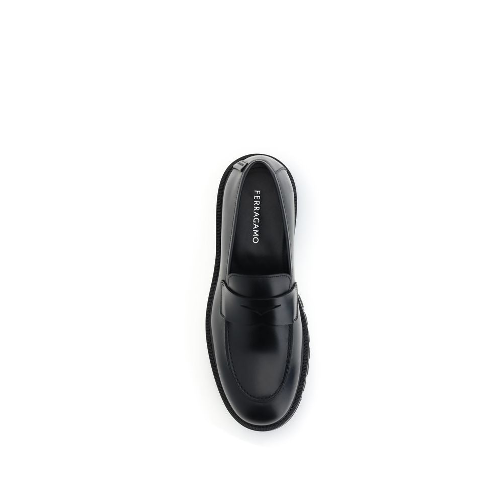 Ferragamo Black Rubber Slip-On Loafers | Regal Royce