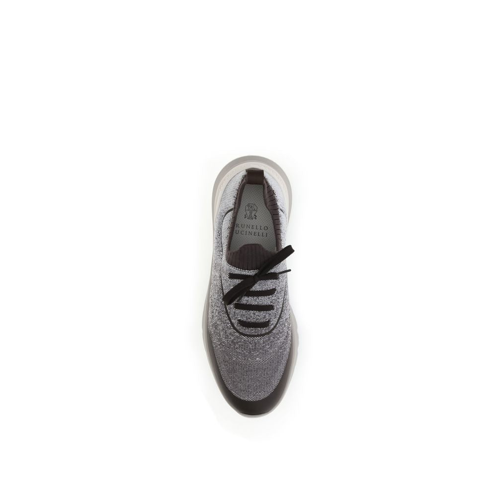 Brunello Cucinelli Gray Cotton Athletic Sneakers
