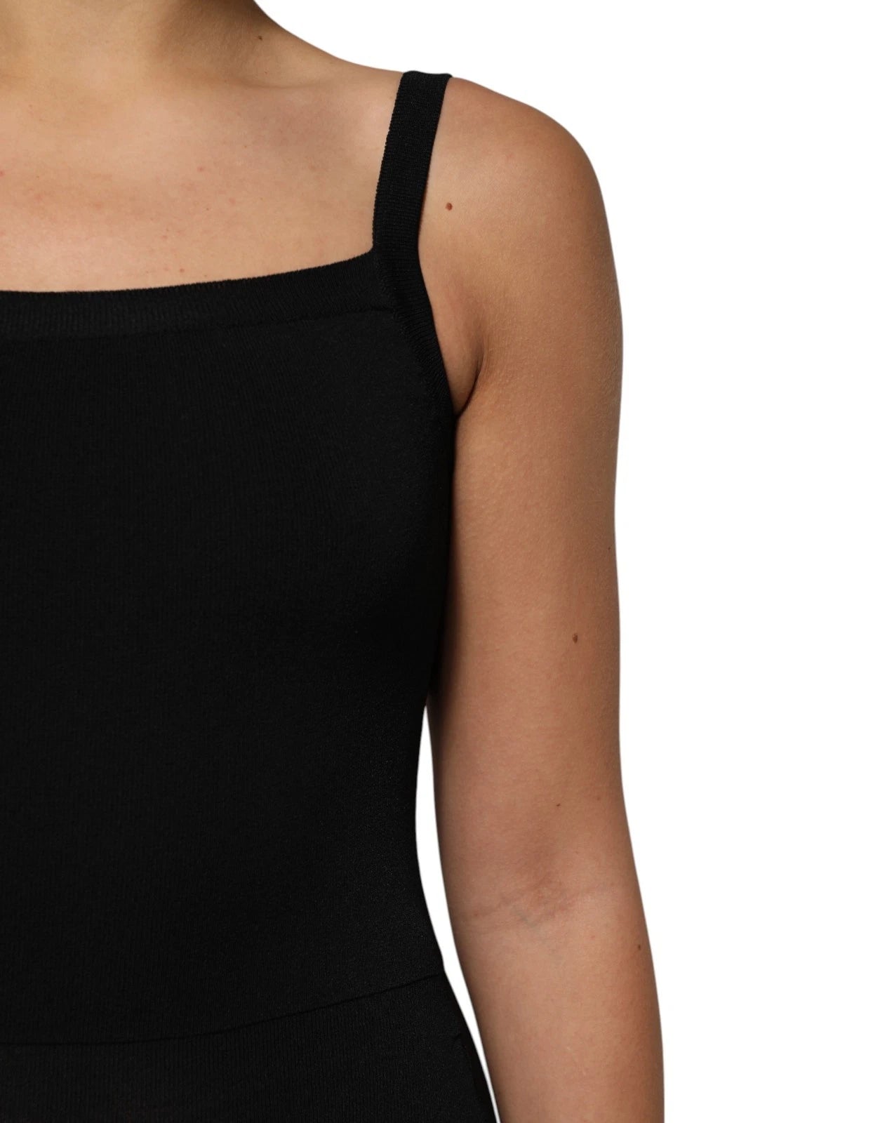 Laneus Black Square Neck Bodycon Ruched Mini Dress | Regal Royce