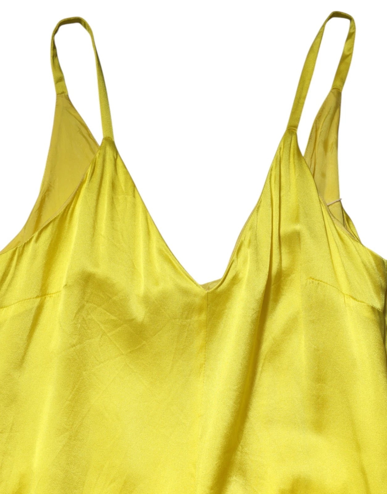 Tonello Yellow Silk Satin Slip Maxi Spaghetti Strap Maxi Dress | Regal Royce