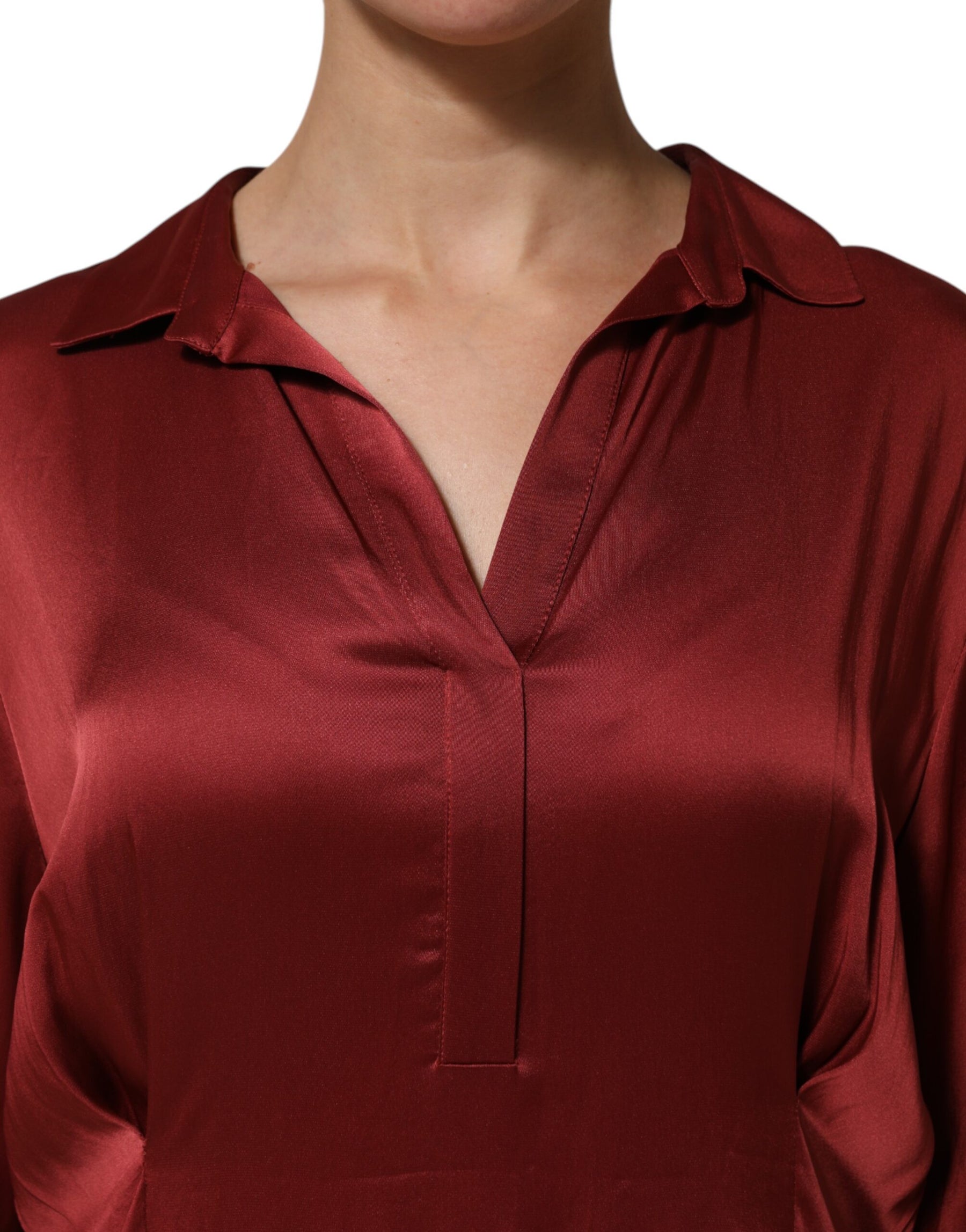 Fabiana Filippi Burgundy Acetate Viscose Satin Long Dress | Regal Royce