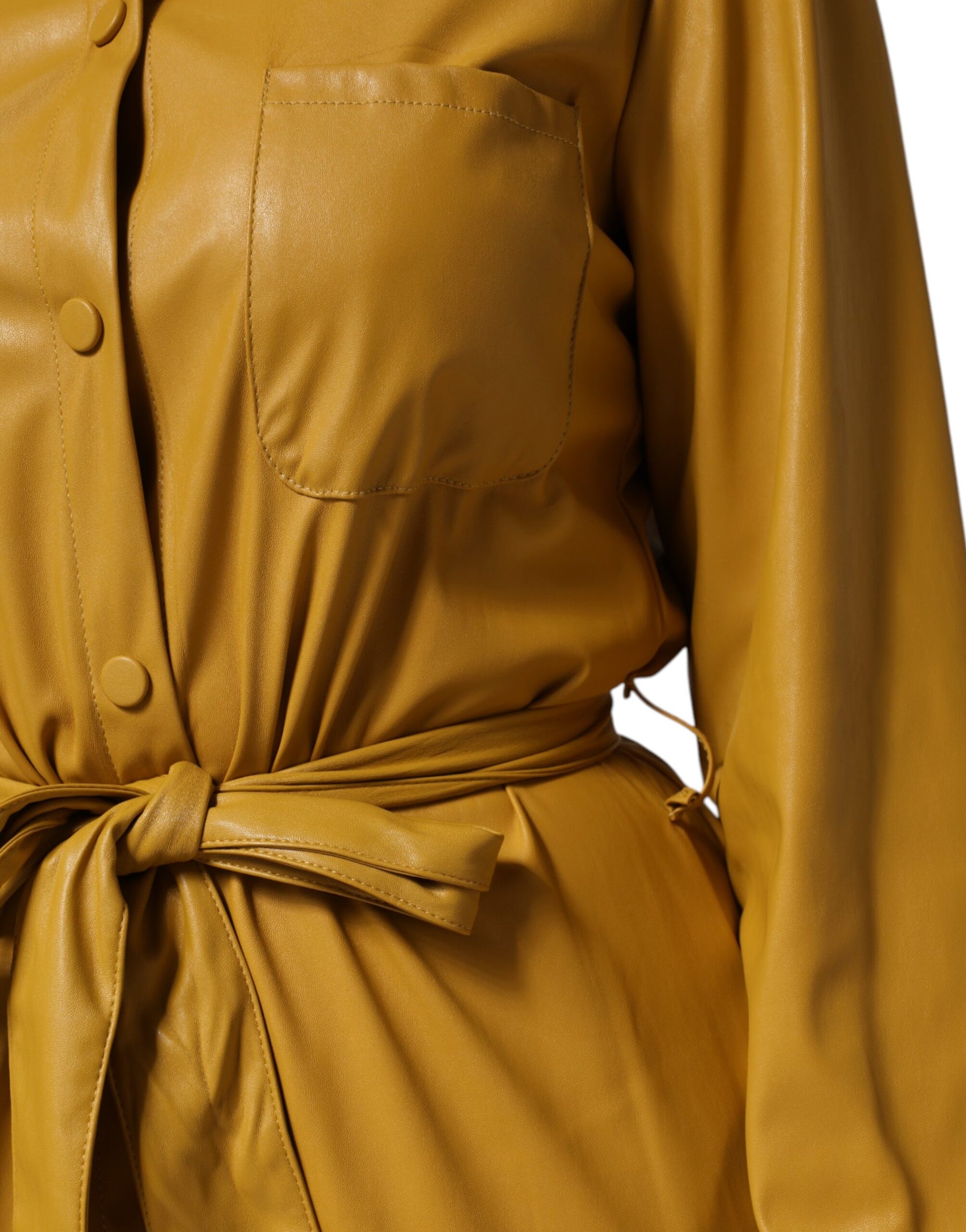 PINKO Polyester Belted Shirt Midi Long Sleeve Yellow Mustard | Regal Royce