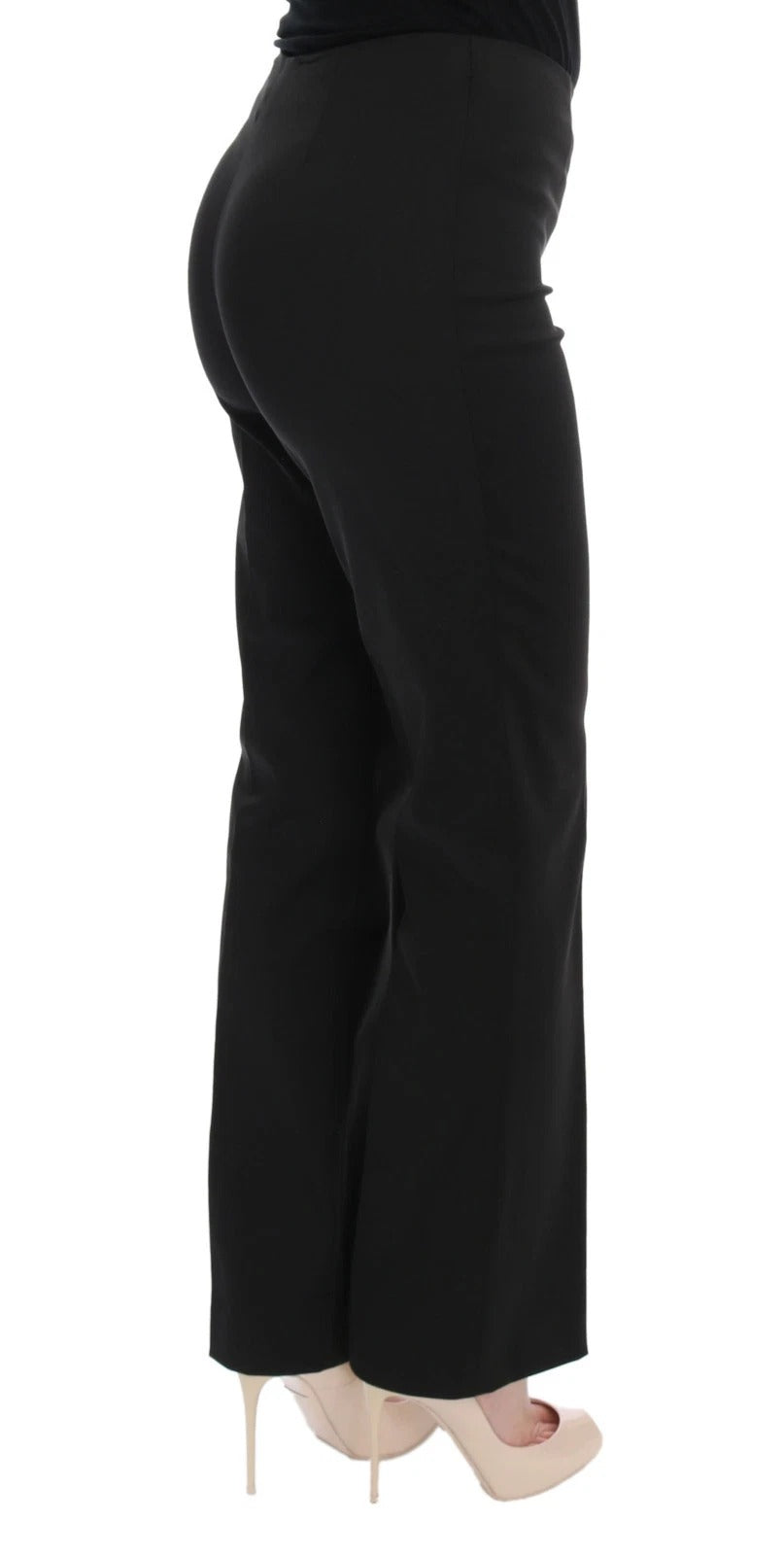 BENCIVENGA Black Stretch Straight Fit Dress Trousers Pants | Regal Royce