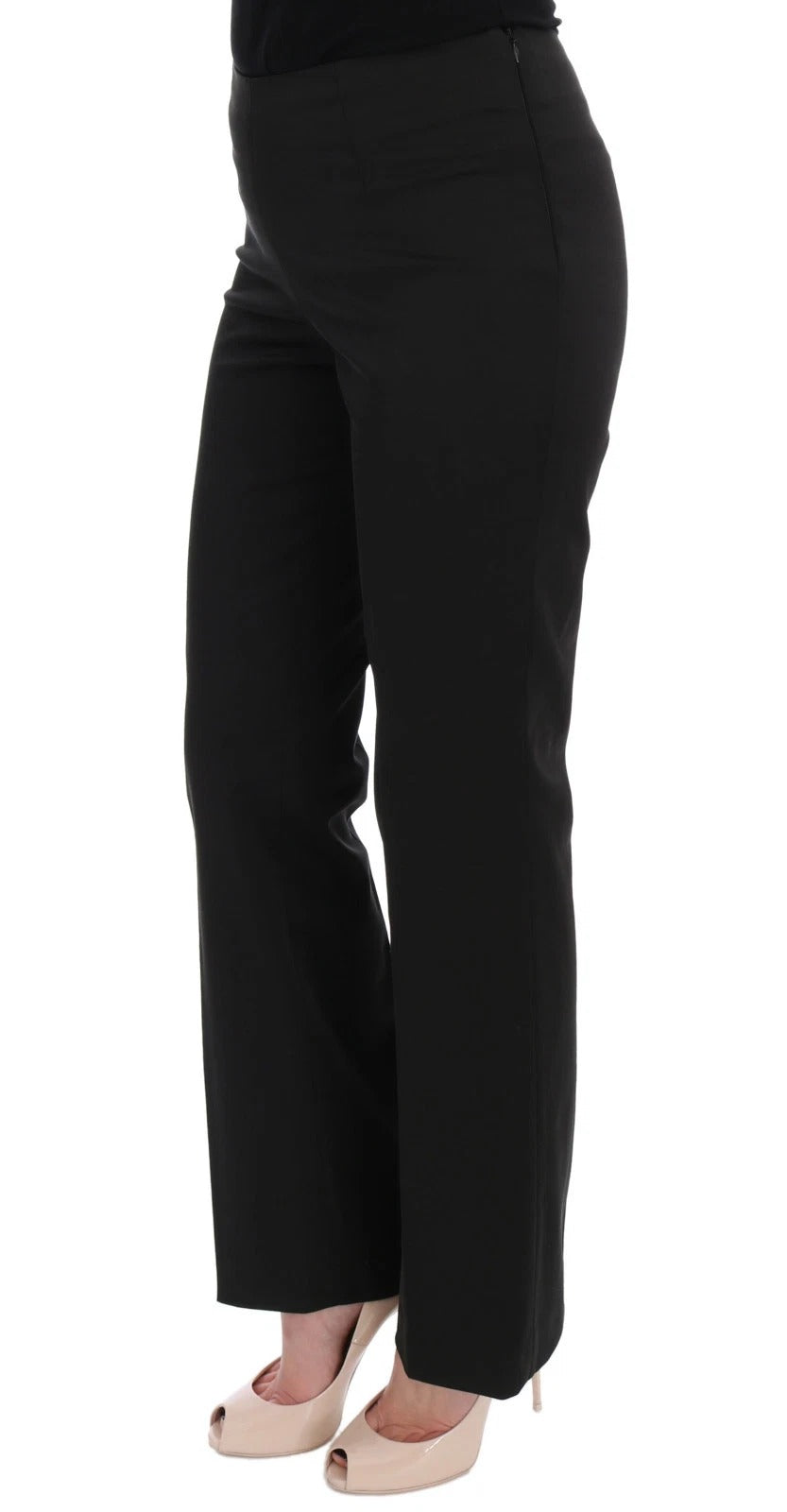 BENCIVENGA Black Stretch Straight Fit Dress Trousers Pants | Regal Royce