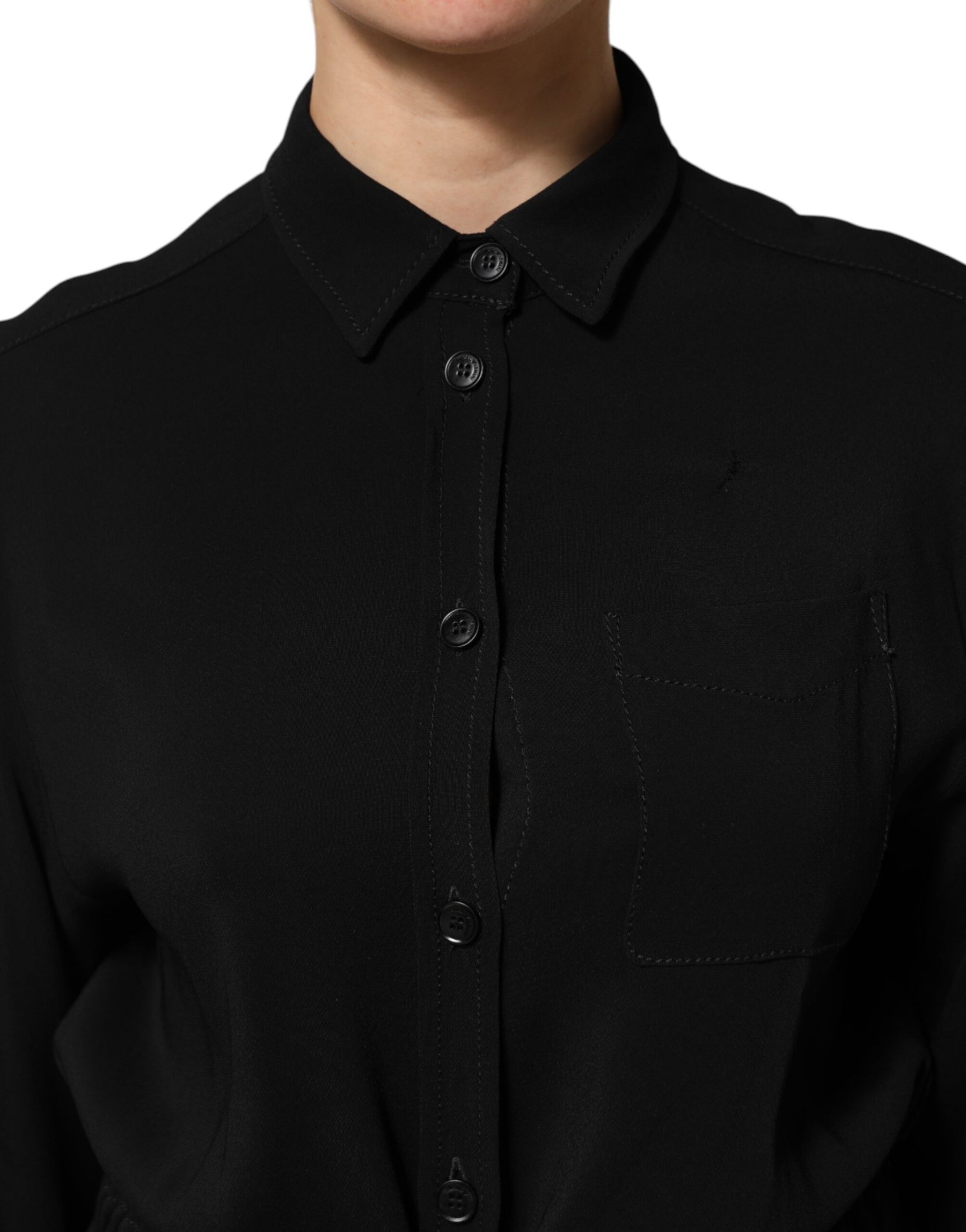 Emporio Armani Black Viscose Blend Shirt Style Belted  Dress | Regal Royce