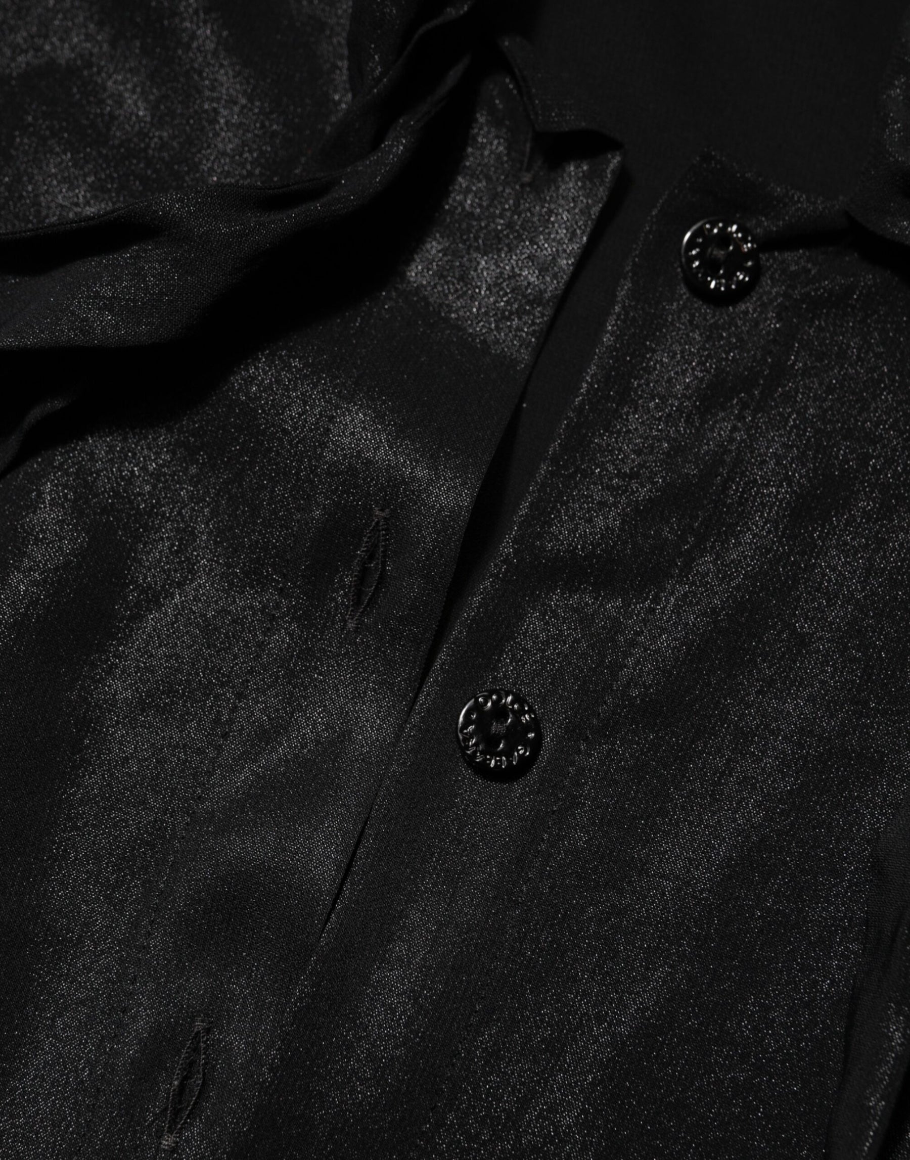 Dolce & Gabbana Black Viscose Long Sleeve Tie Neck Blouse Top | Regal Royce