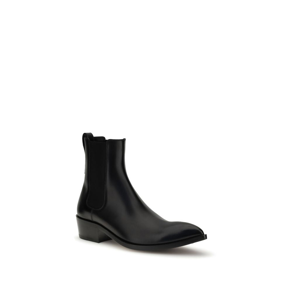 Tom Ford Black Calf Leather Bos Taurus Chelsea Boots | Regal Royce