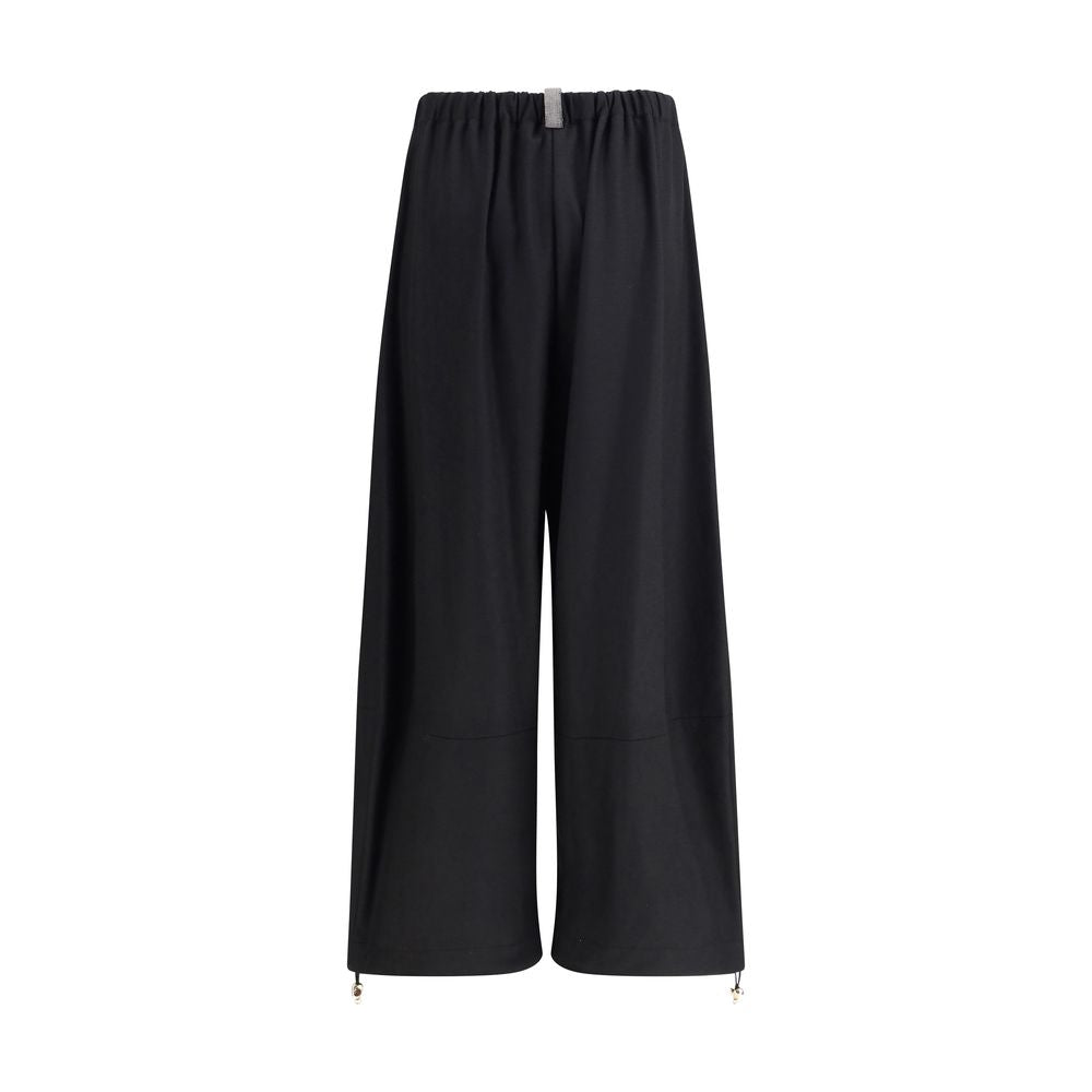 Fabiana Filippi Black Fleece Wool Casual Pants