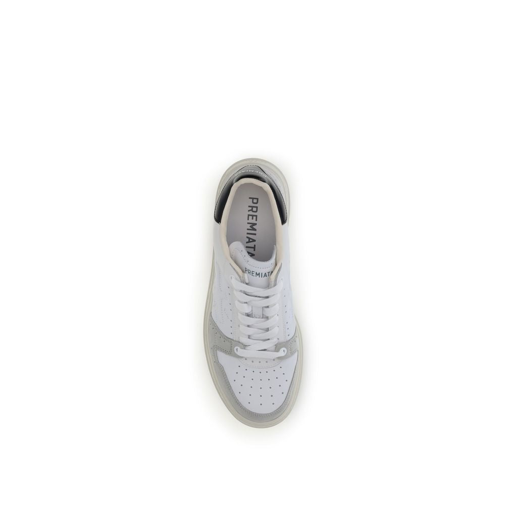 Premiata White Calf Leather Bos Taurus Low Top Sneakers | Regal Royce