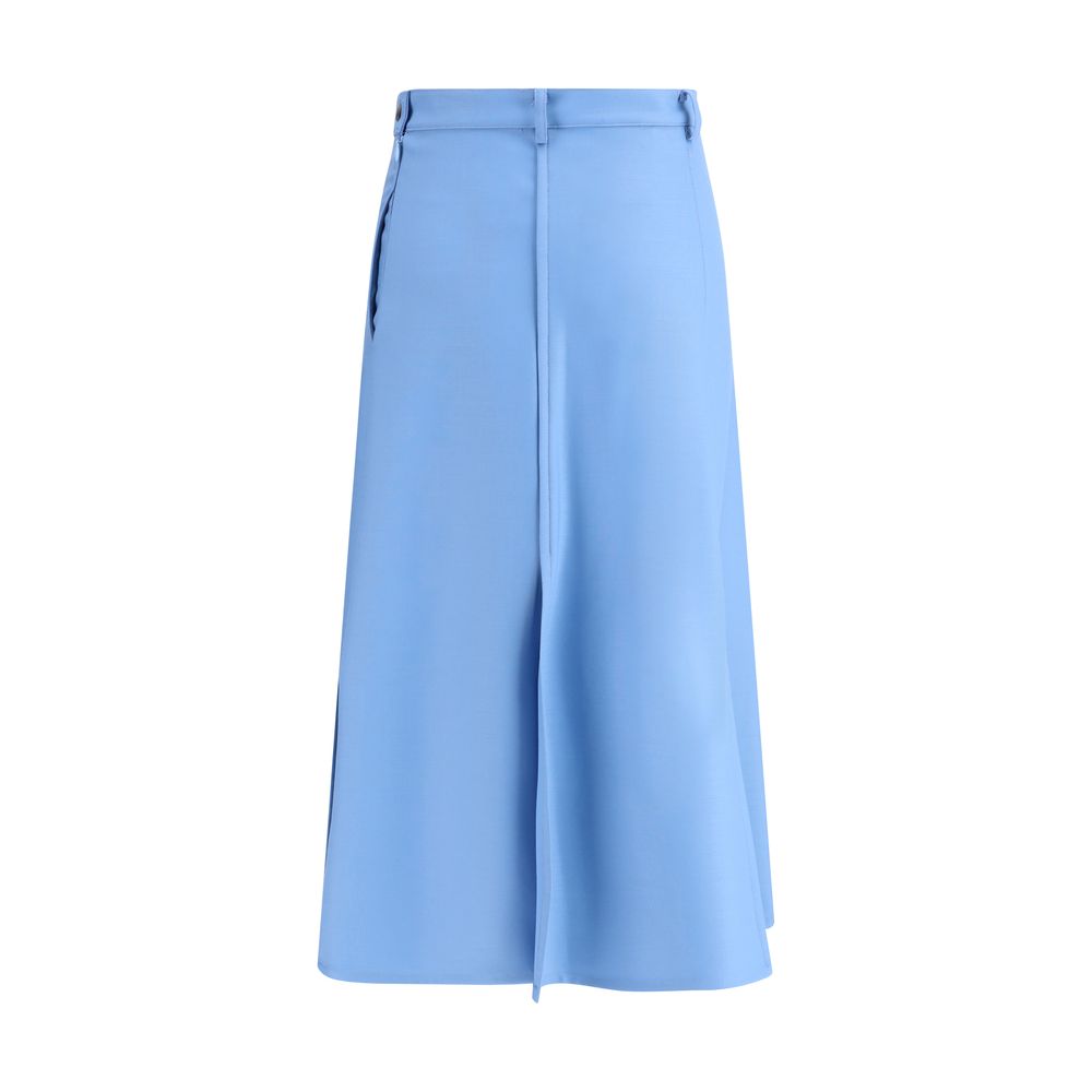 Crida Milano Light Blue Wool Midi Skirt | Regal Royce