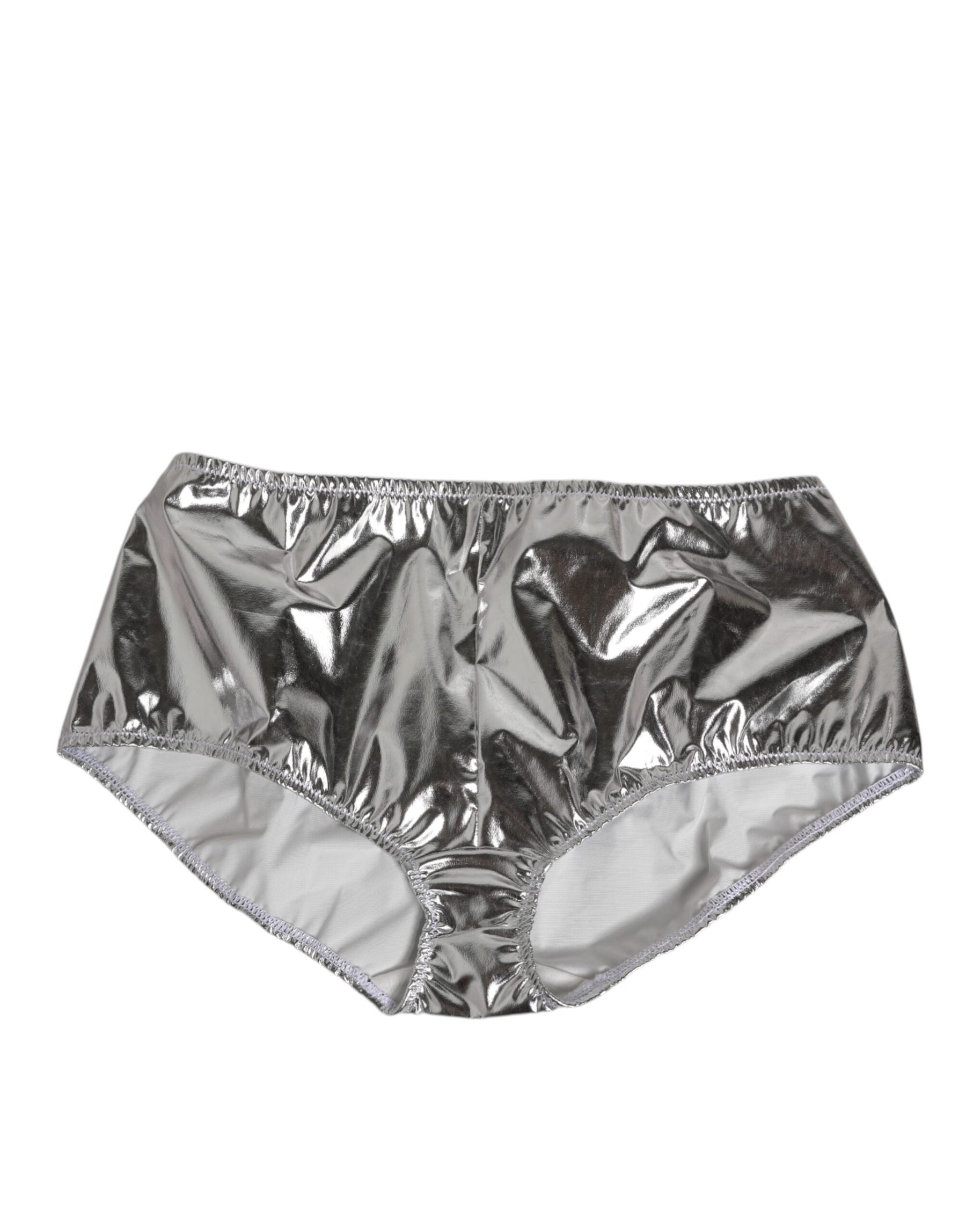 Dolce & Gabbana Silver Metallic High Waist Bikini Bottom Women  Underwear | Regal Royce