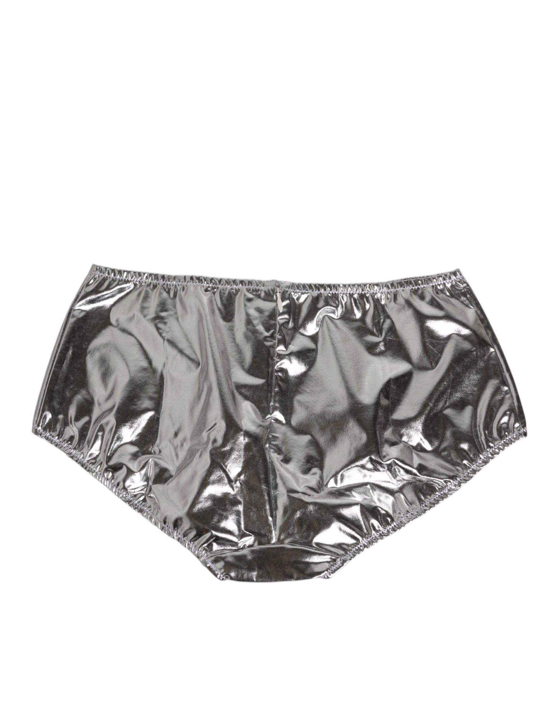 Dolce & Gabbana Silver Metallic High Waist Bikini Bottom Women  Underwear | Regal Royce
