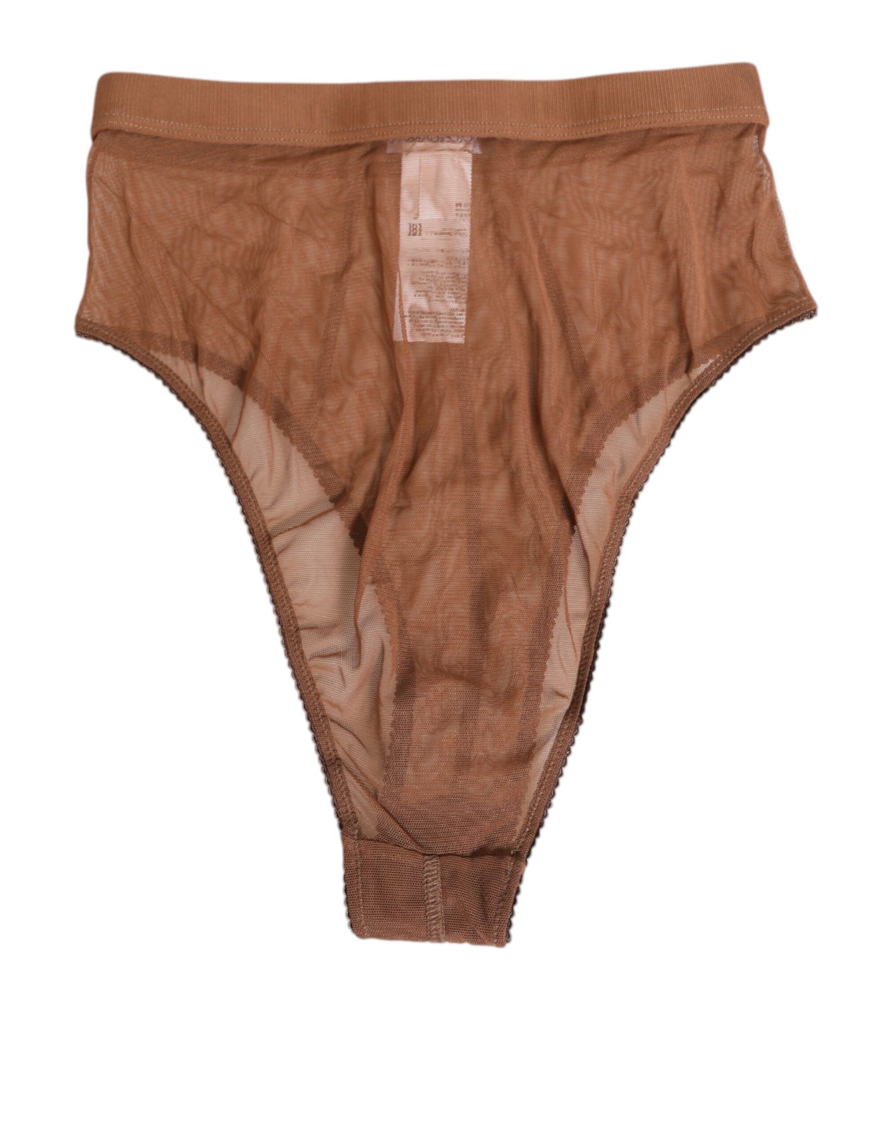 Dolce & Gabbana Brown Sheer Mesh High Waist Briefs Underwear | Regal Royce
