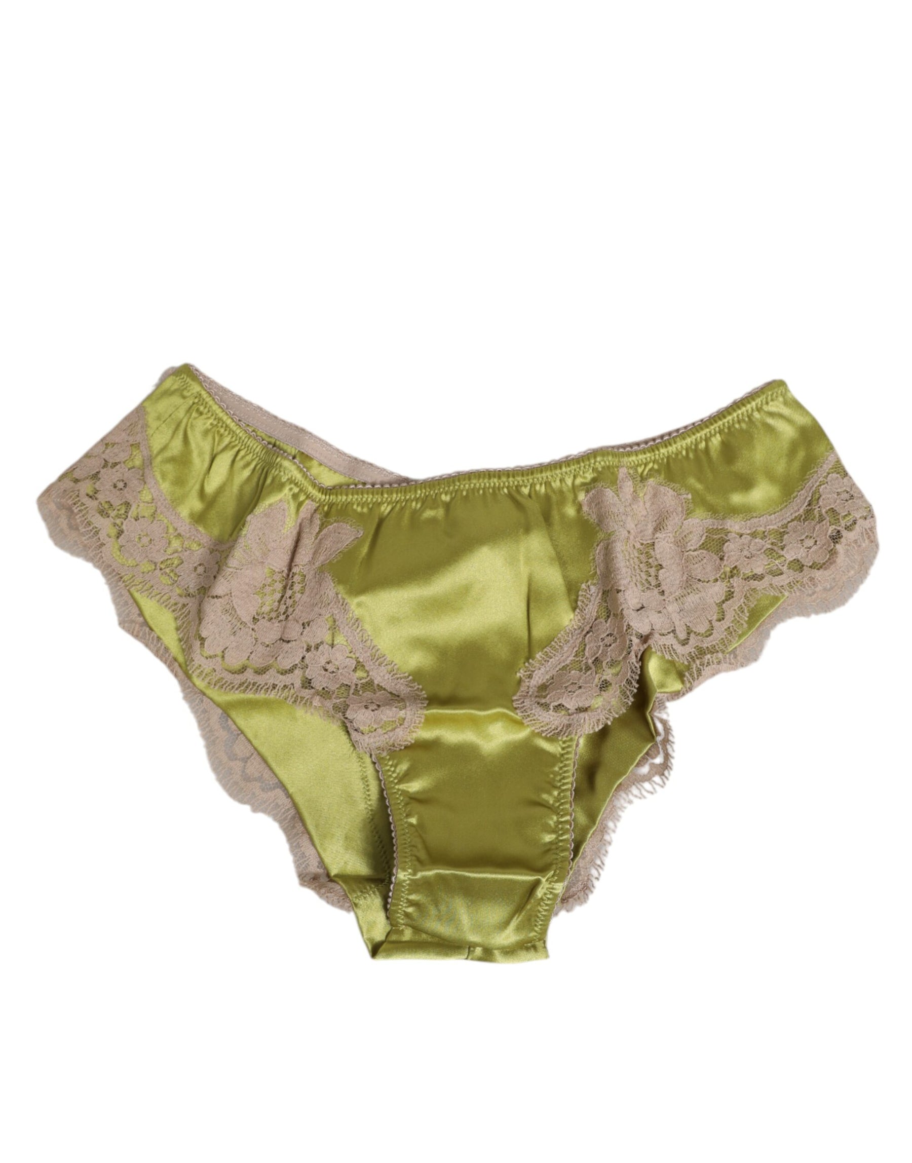 Dolce & Gabbana Green Silk Satin Lace Trim New Slip Underwear | Regal Royce