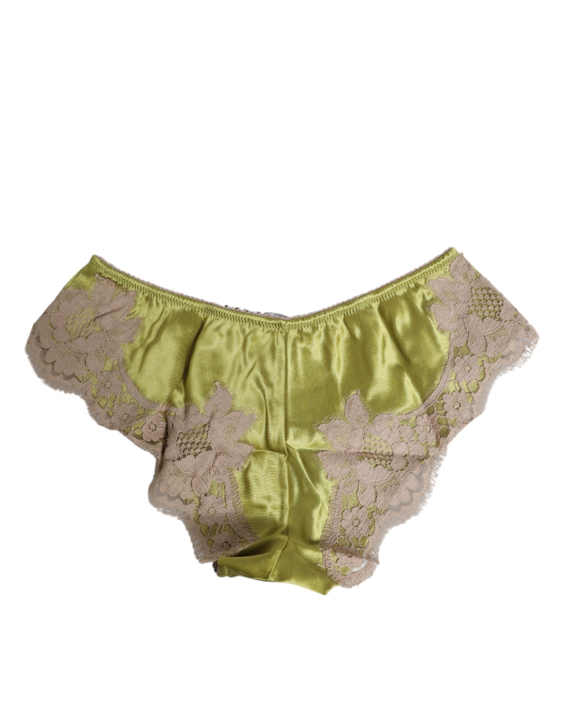 Dolce & Gabbana Green Silk Satin Lace Trim New Slip Underwear | Regal Royce