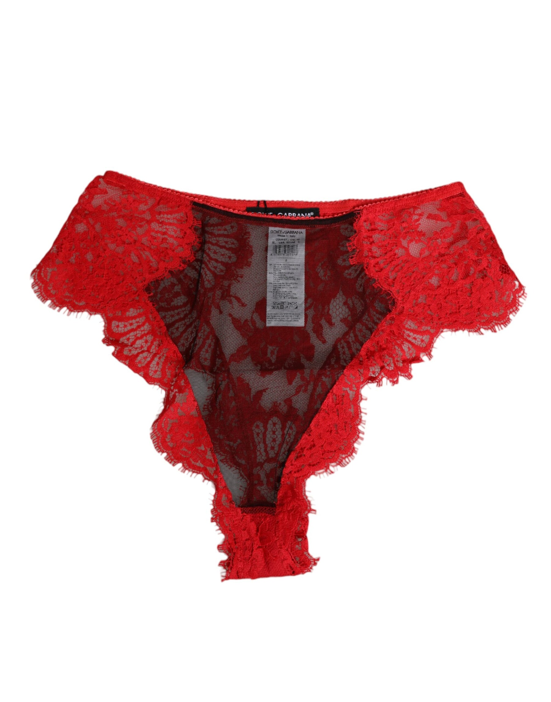 Dolce & Gabbana Red Floral Lace Sheer Briefs Women Underwear | Regal Royce