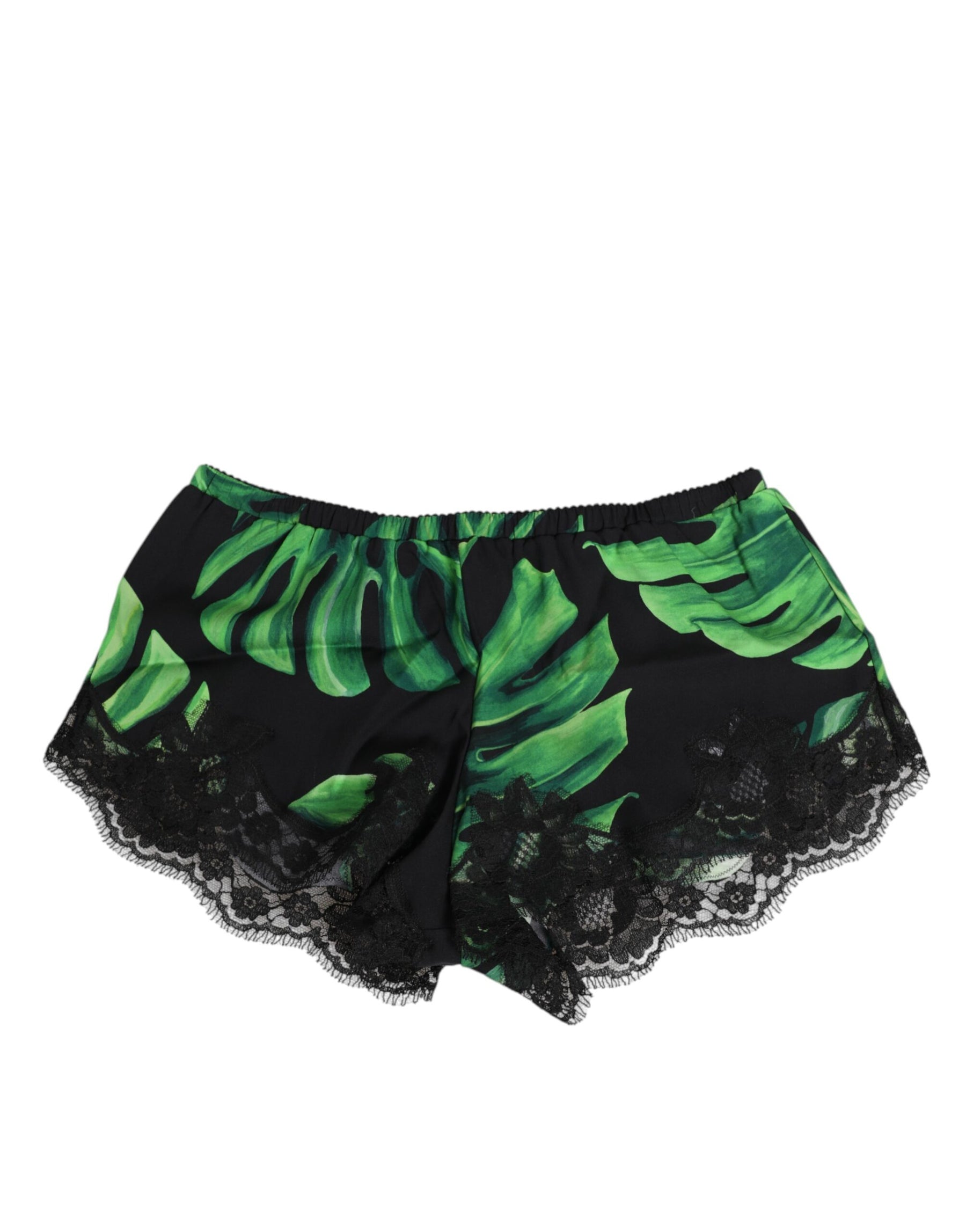 Dolce & Gabbana Black Green Tropical Print Lace Underwear | Regal Royce