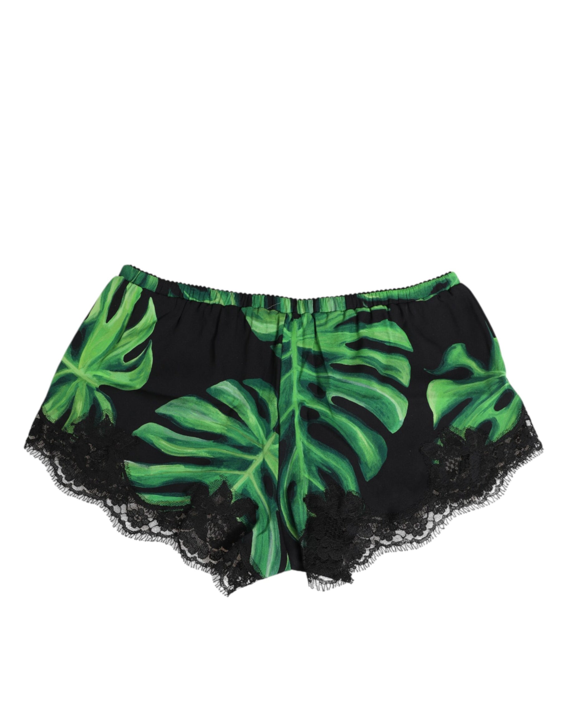 Dolce & Gabbana Black Green Tropical Print Lace Underwear | Regal Royce