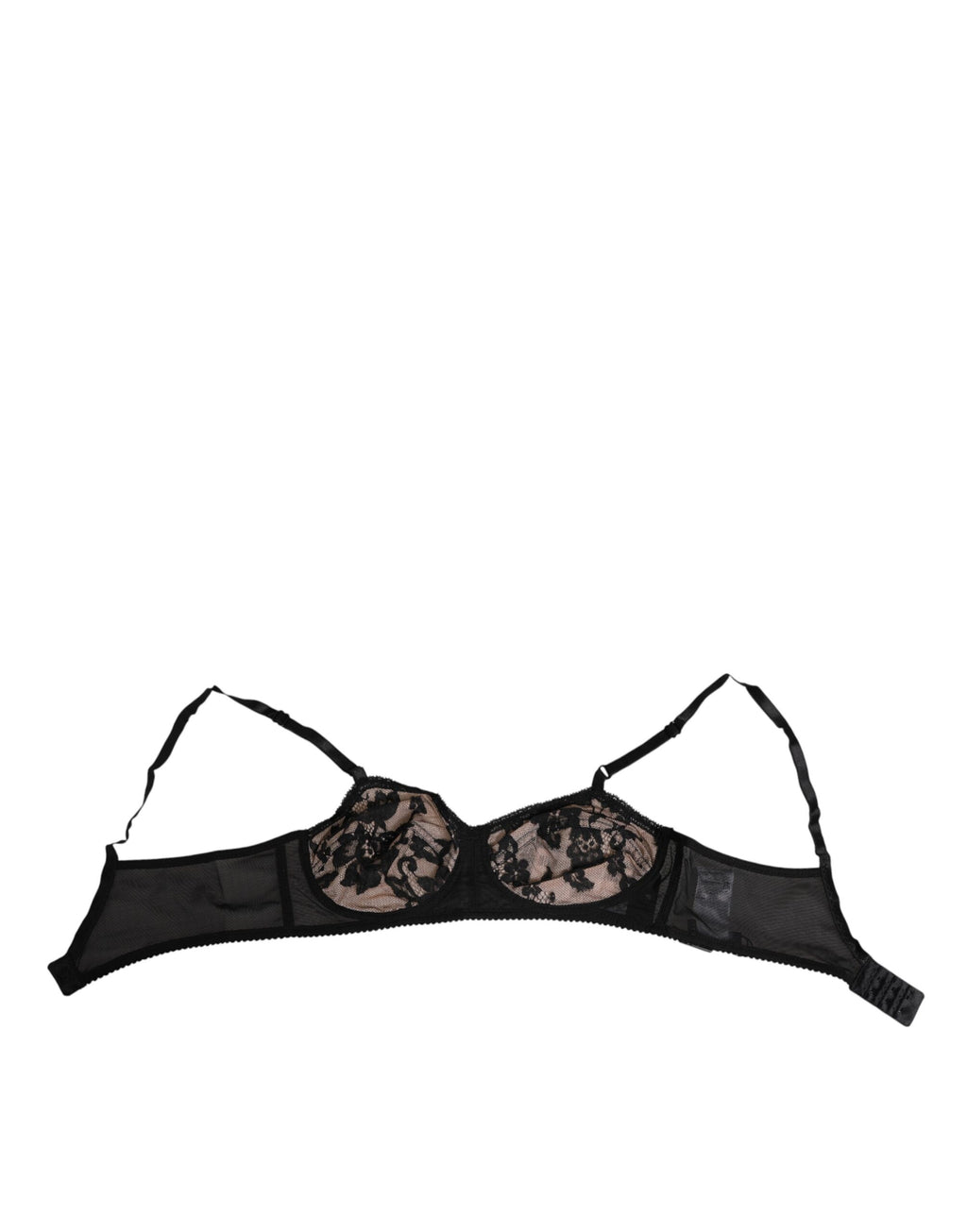 Dolce & Gabbana Black Nude Floral Lace Sheer Bra Underwear