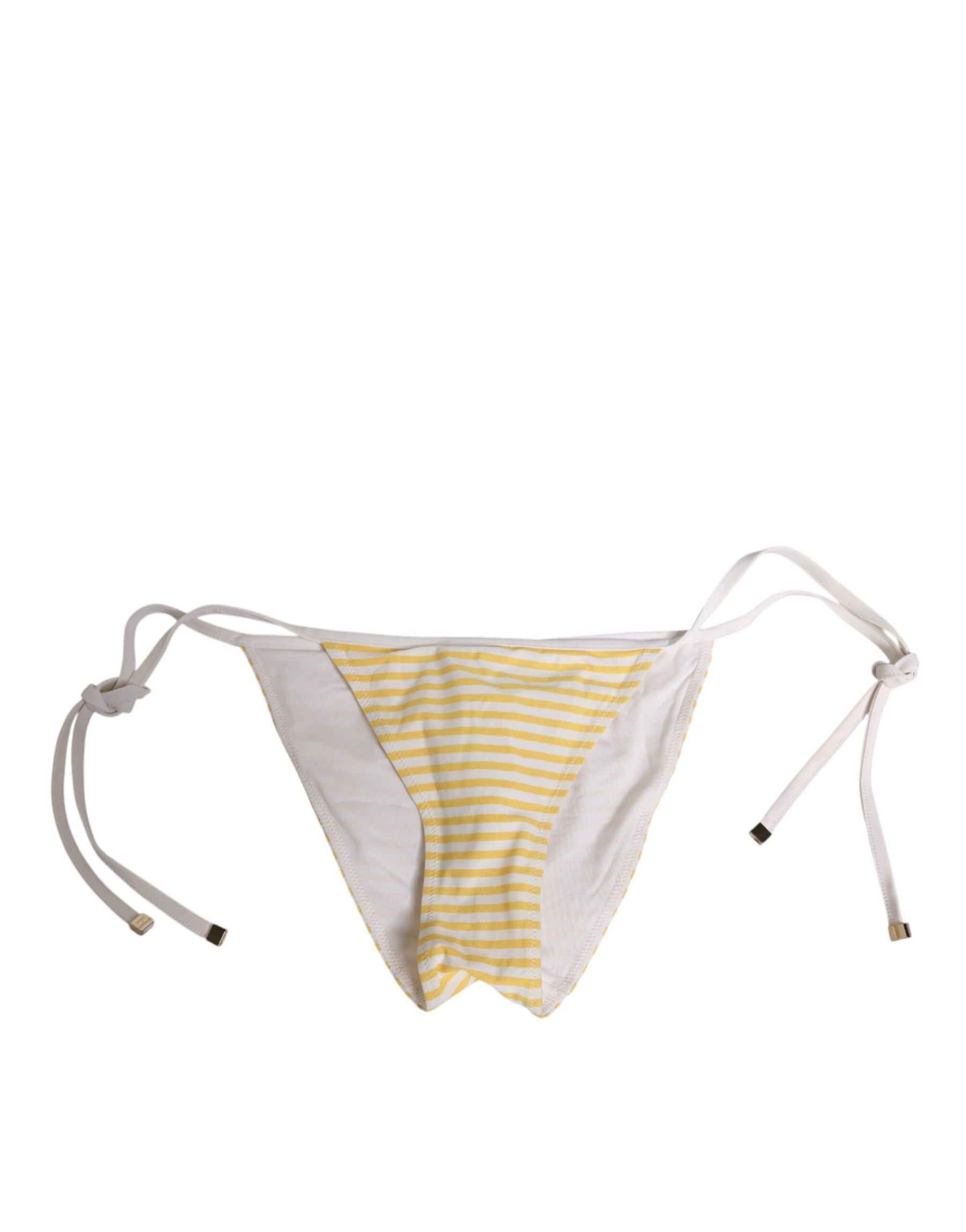 Dolce & Gabbana White Yellow Stripe Tie Side Logo Underwear | Regal Royce