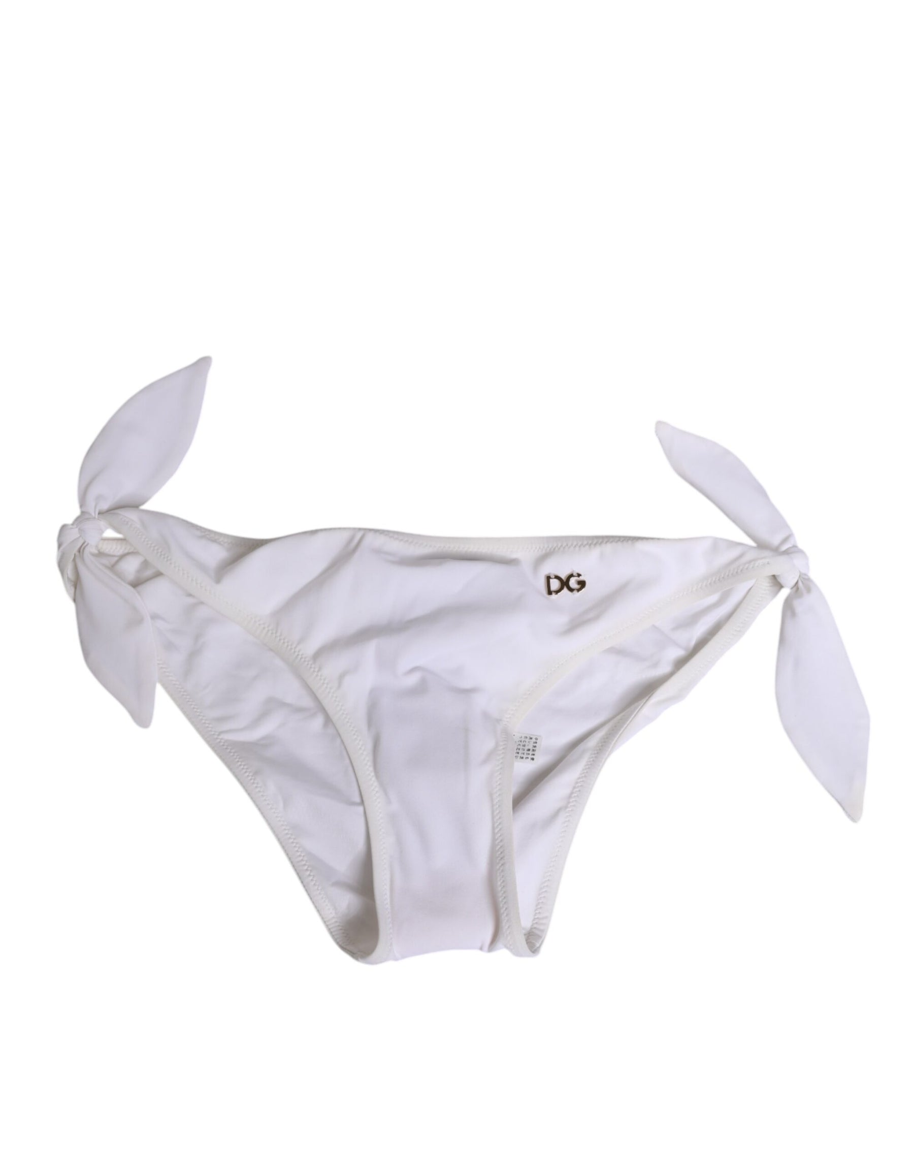 Dolce & Gabbana White Side Tie Logo Bikini Bottom Underwear | Regal Royce
