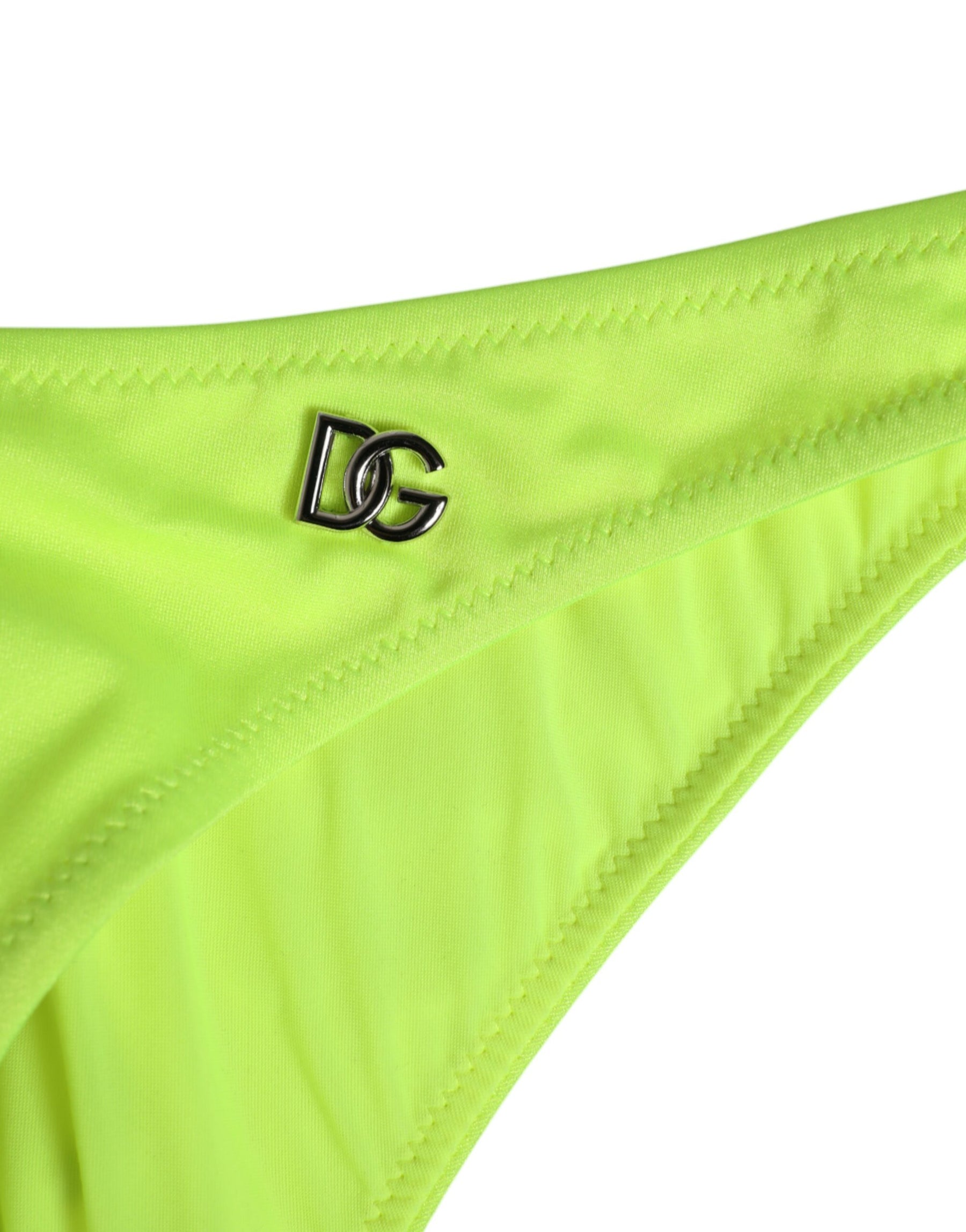 Dolce & Gabbana Neon Green DG Logo Swim Briefs Women Underwear | Regal Royce