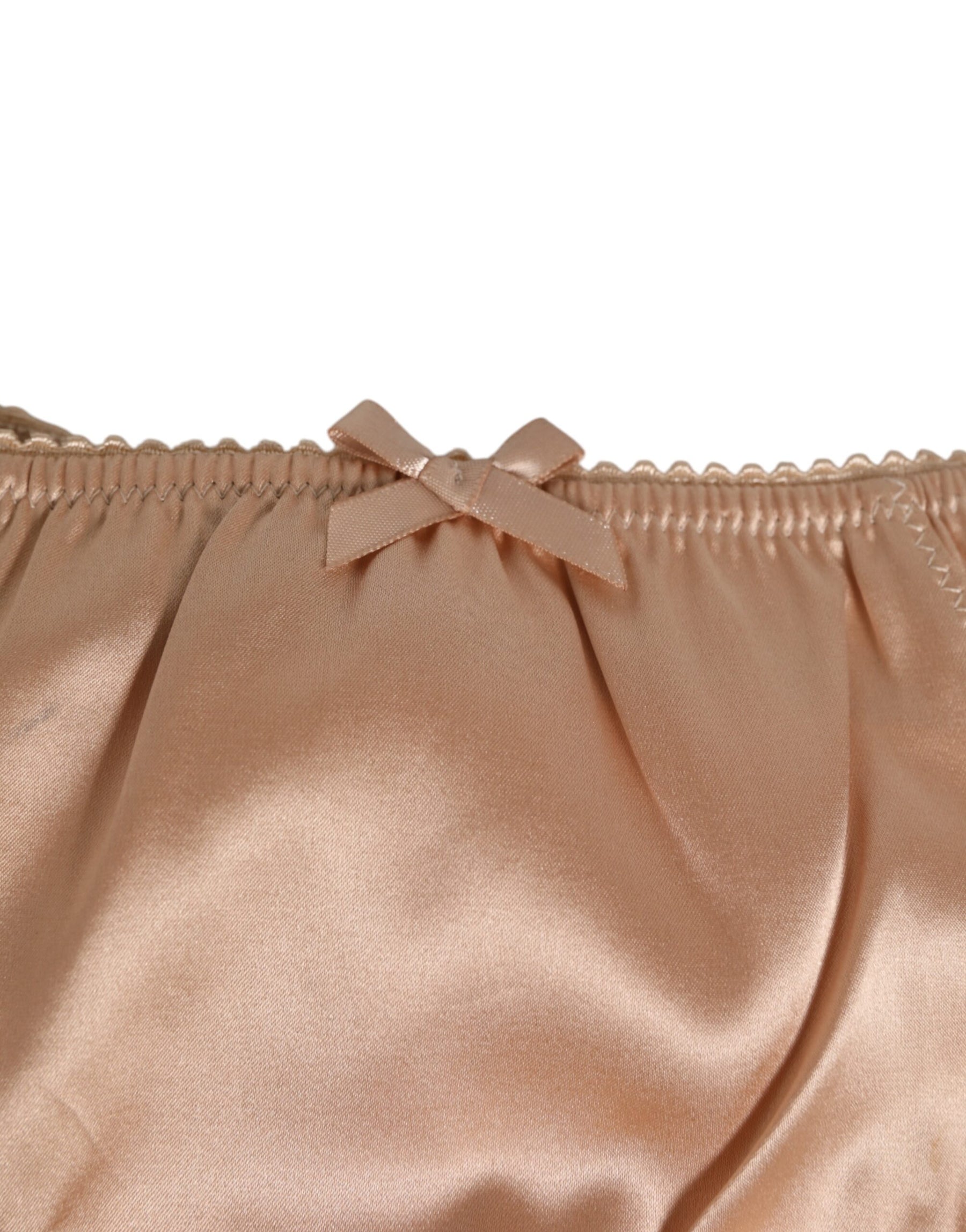Dolce & Gabbana Nude Beige Silk Satin Bow Lace Trim Underwear | Regal Royce
