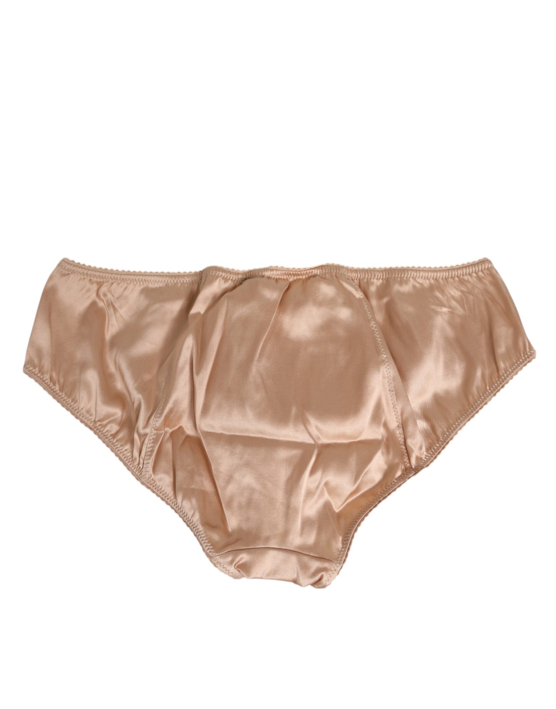 Dolce & Gabbana Nude Beige Silk Satin Bow Lace Trim Underwear | Regal Royce