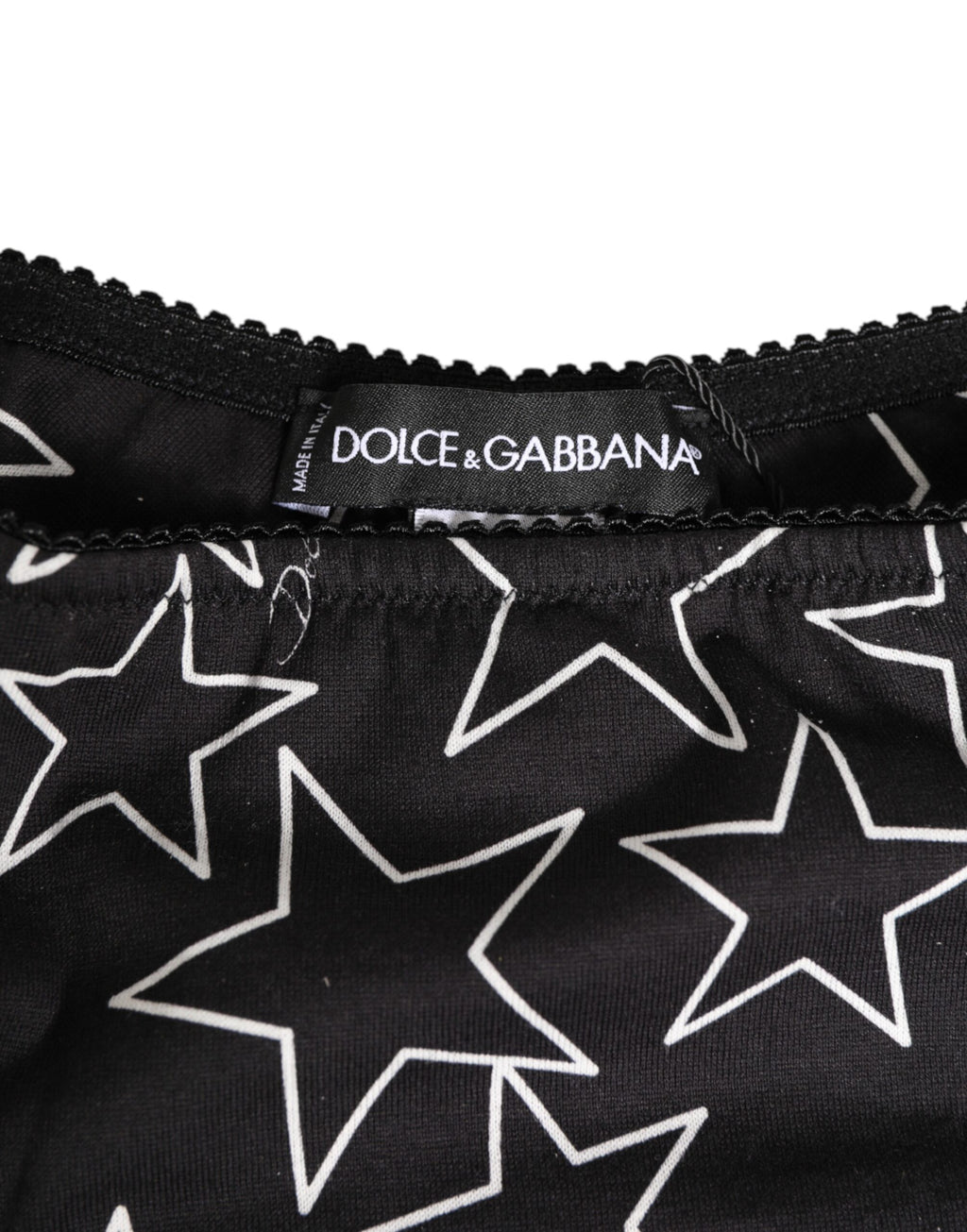 Dolce & Gabbana Black White Star Print Cotton Slip Panty Underwear
