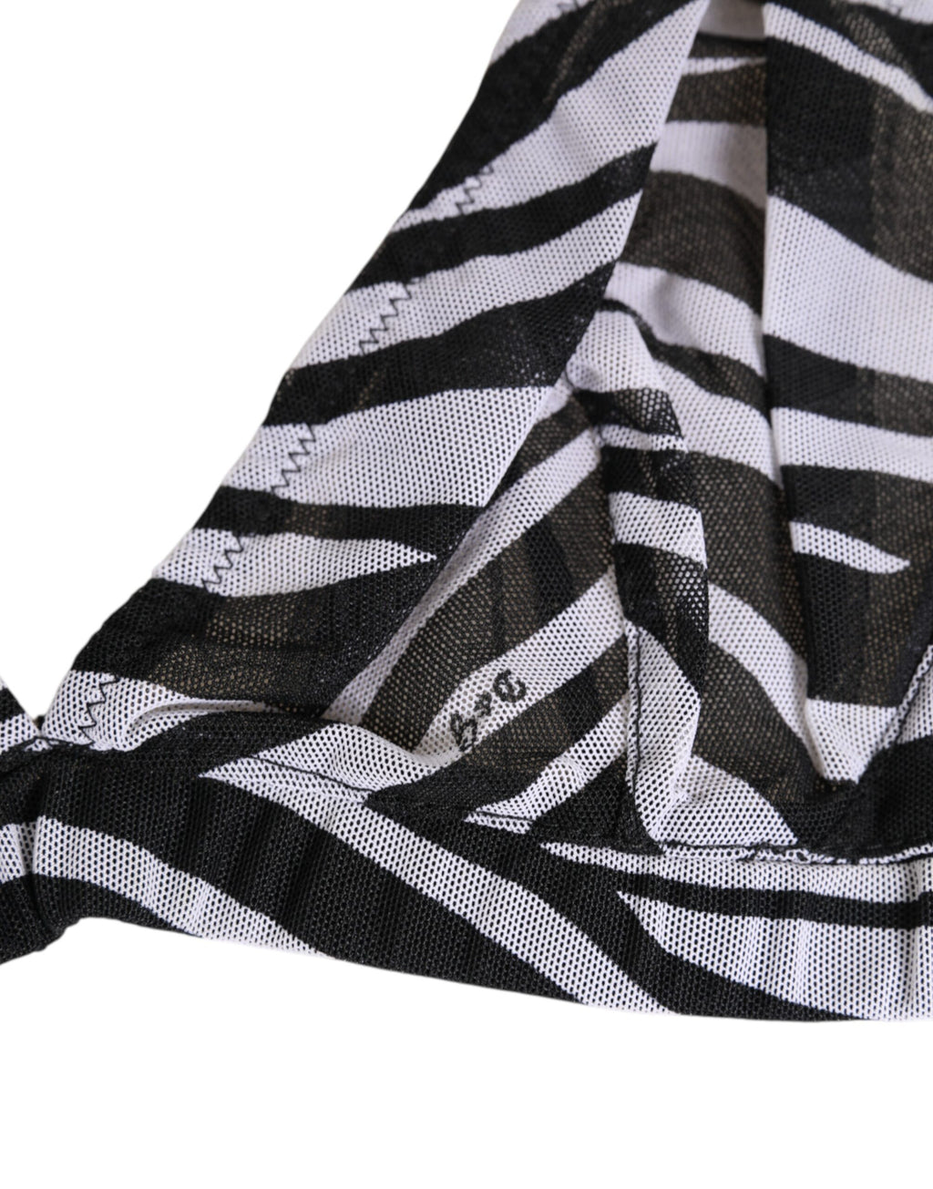 Dolce & Gabbana Black White Zebra Print Sheer Mesh Bralette Underwear