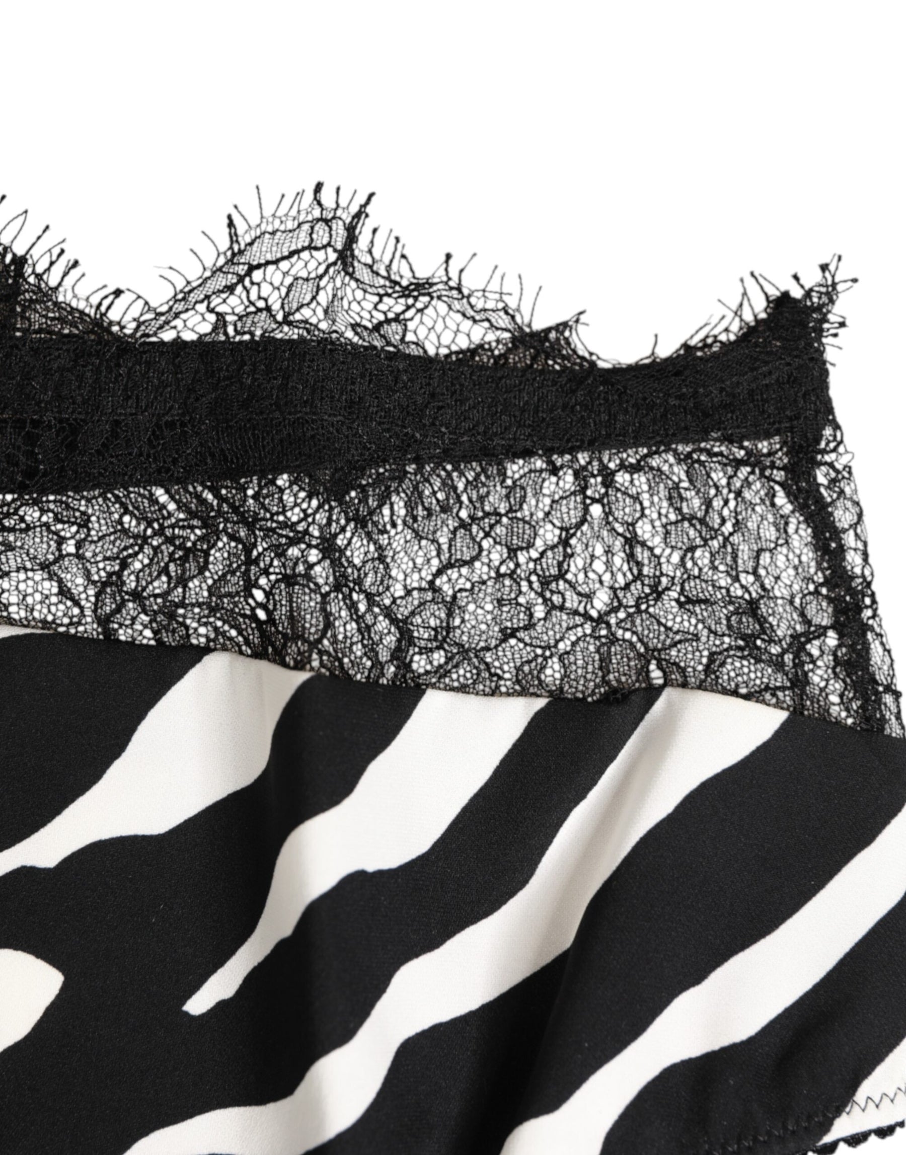 Dolce & Gabbana Black White Zebra Print Lace Trim High Underwear | Regal Royce