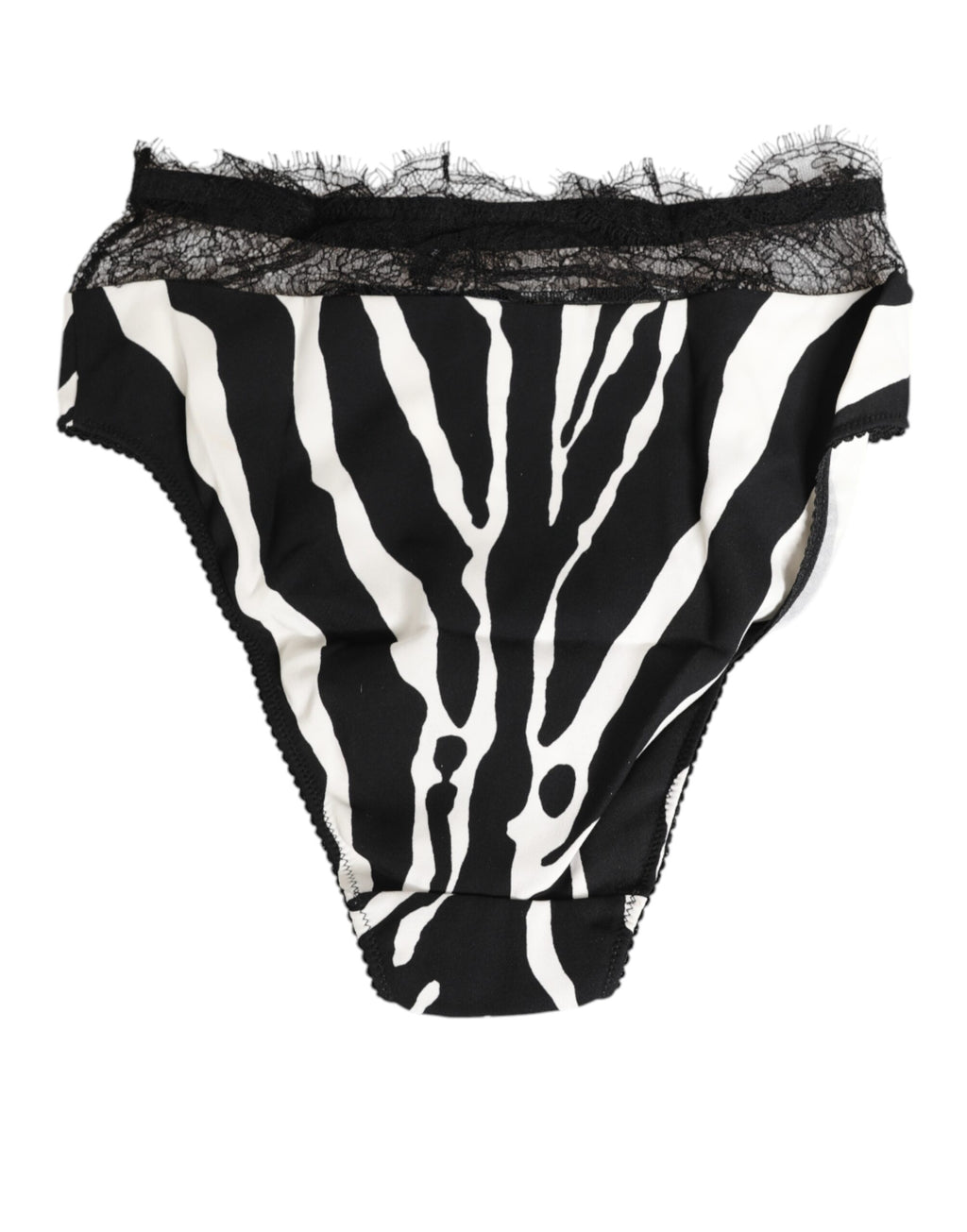 Dolce & Gabbana Black White Zebra Print Lace Trim High Underwear