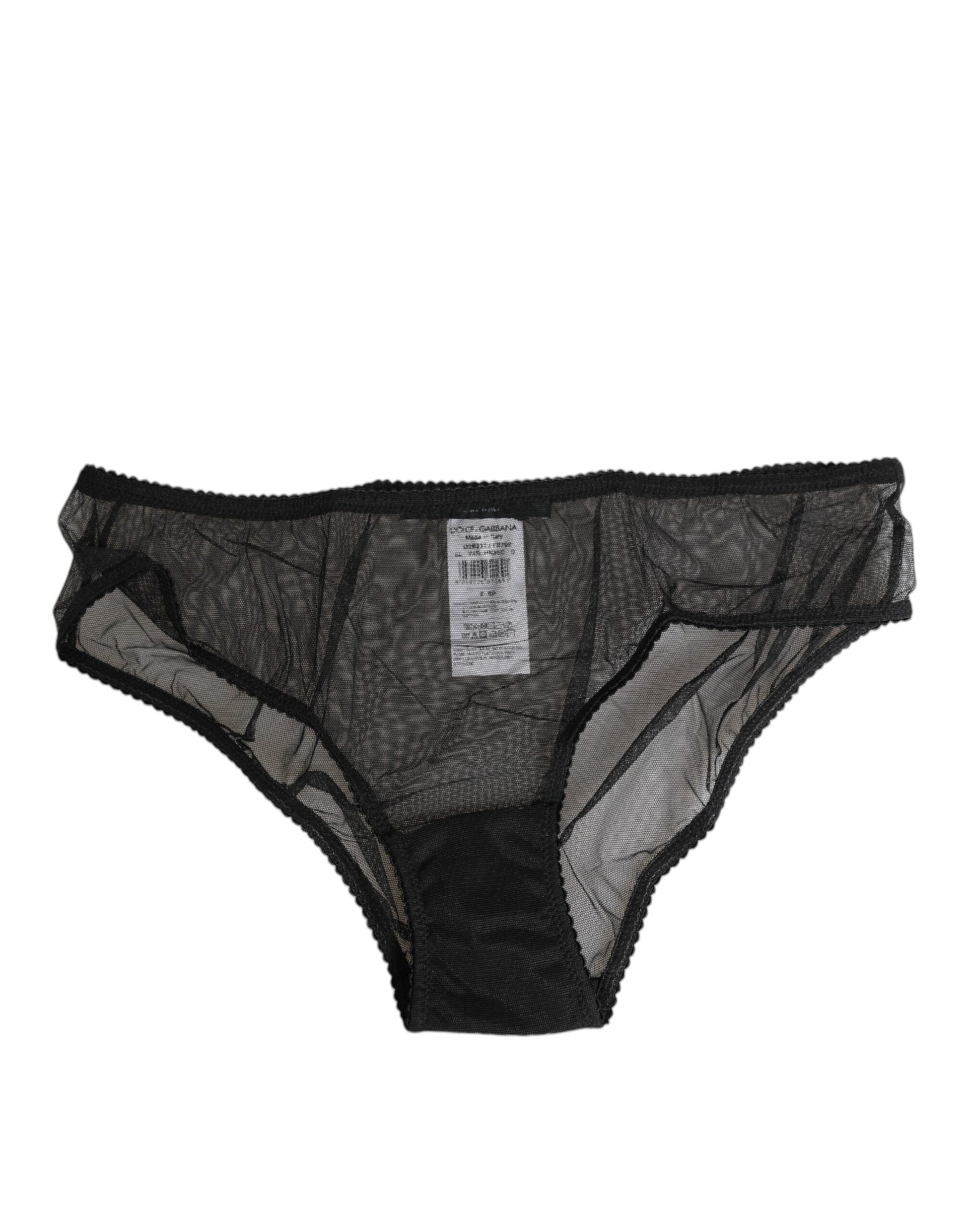 Dolce & Gabbana Black Sheer Mesh Lace Bikini Briefs Underwear