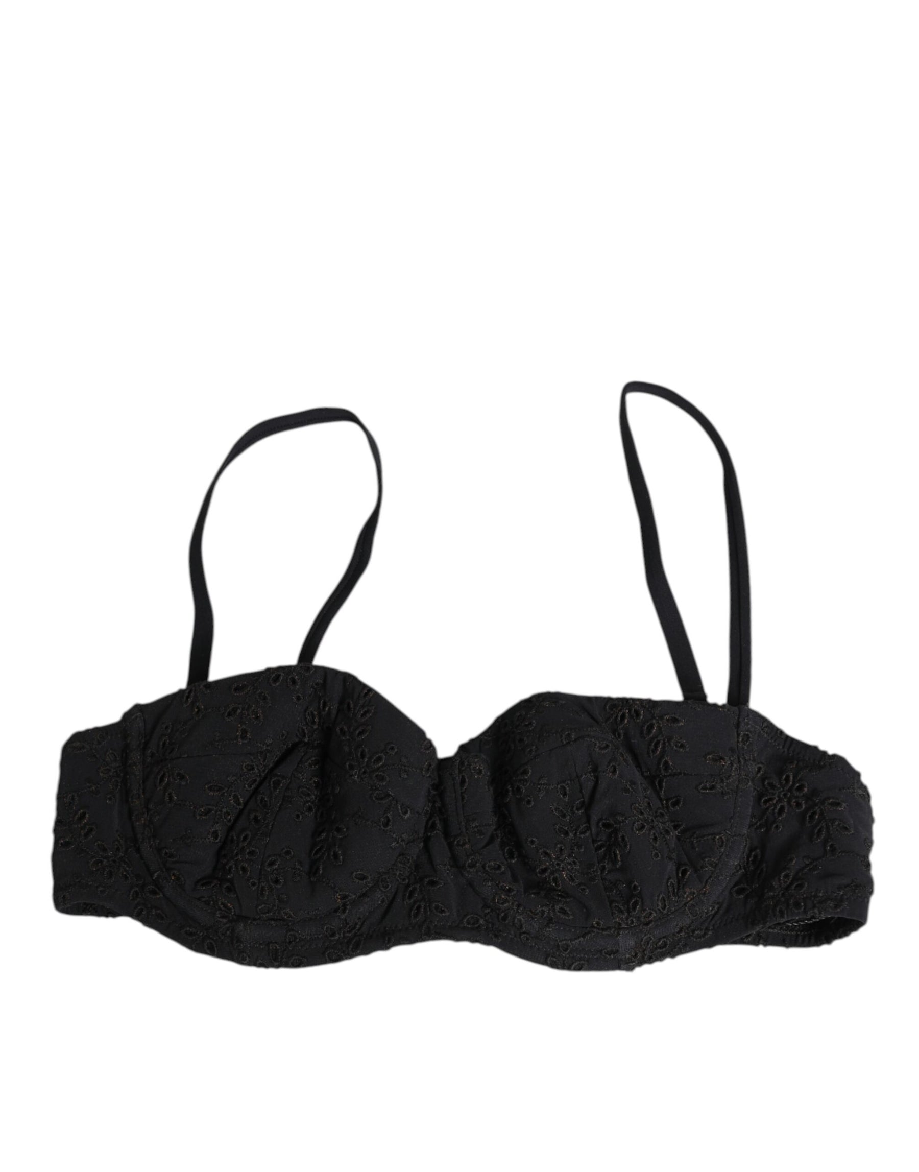 Dolce & Gabbana Black Polyester Embroidered Underwire Bra Underwear | Regal Royce