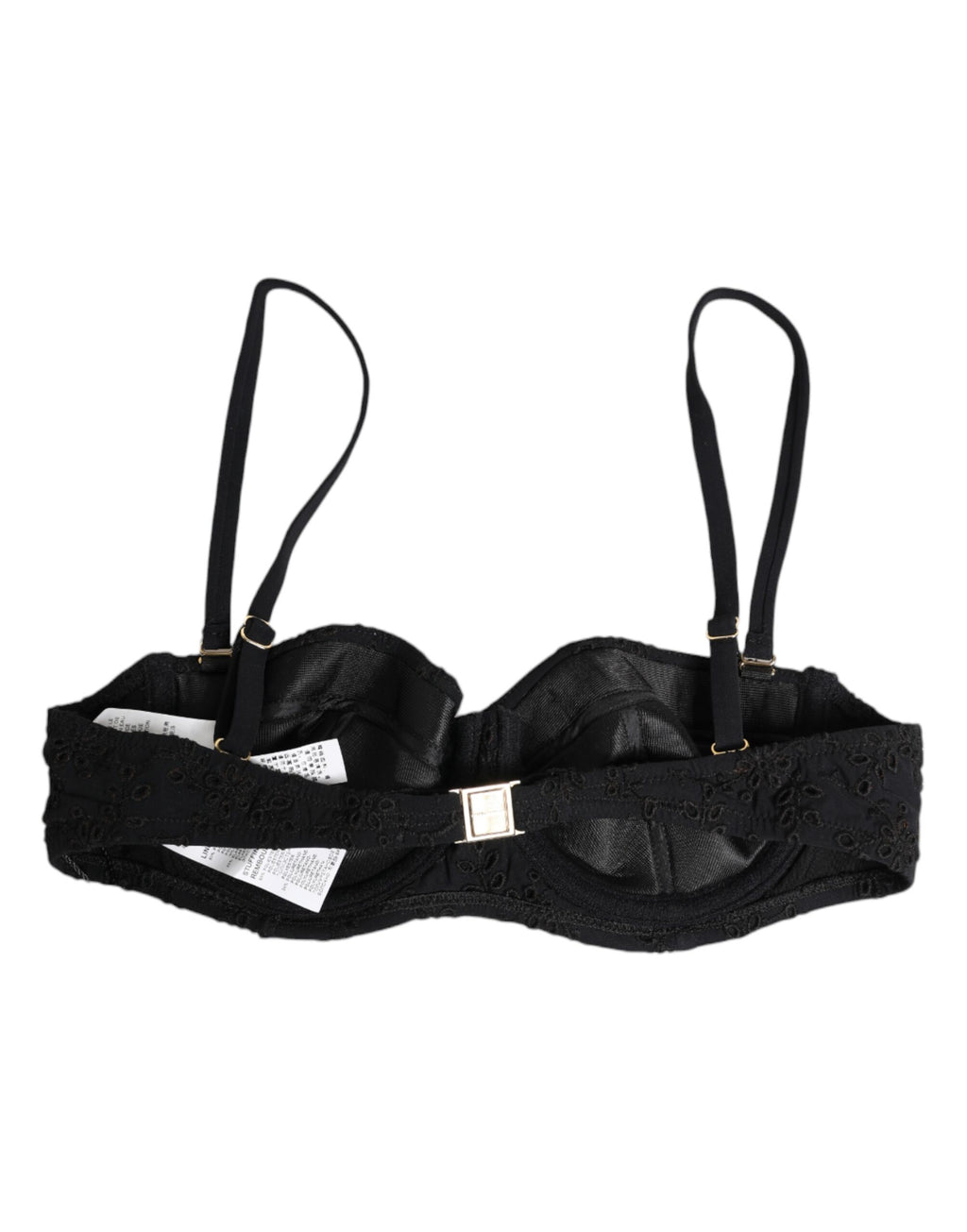 Dolce & Gabbana Black Polyester Embroidered Underwire Bra Underwear