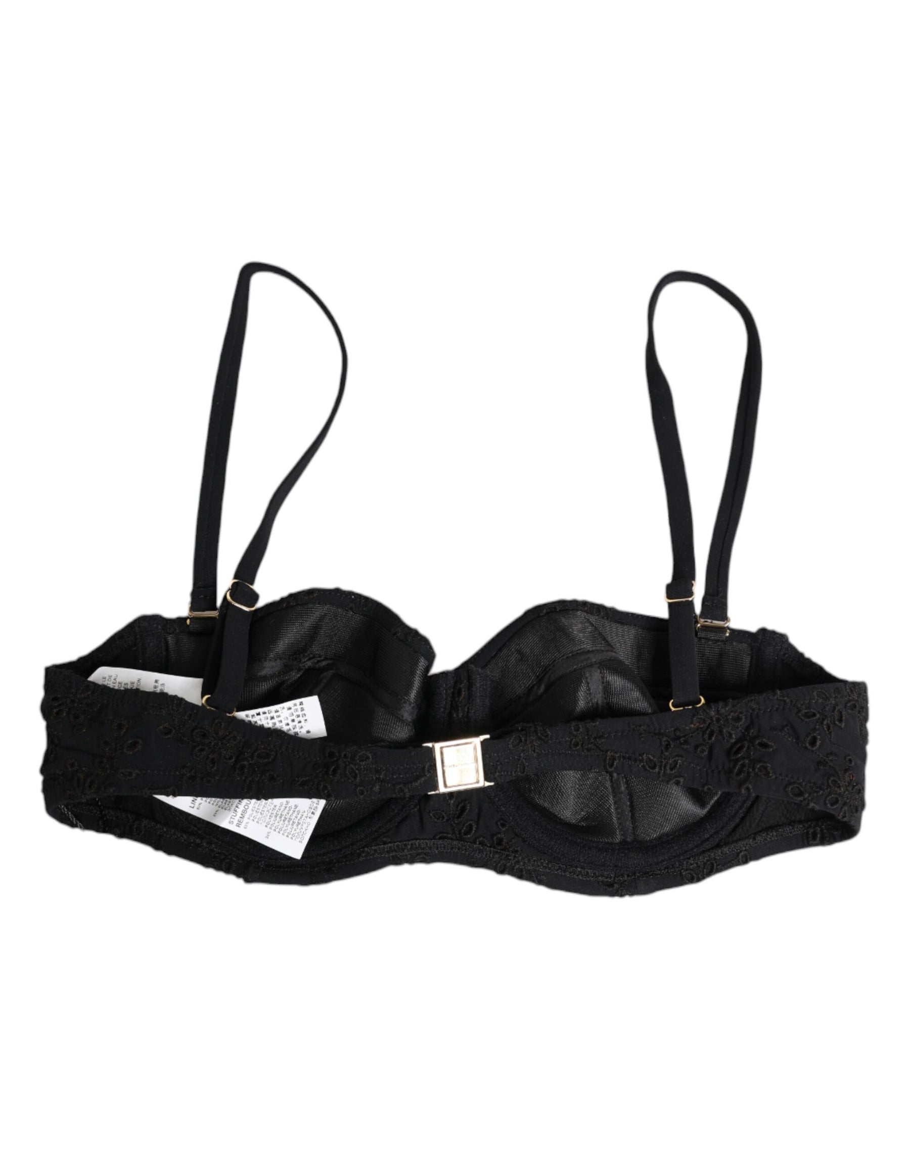 Dolce & Gabbana Black Polyester Embroidered Underwire Bra Underwear | Regal Royce